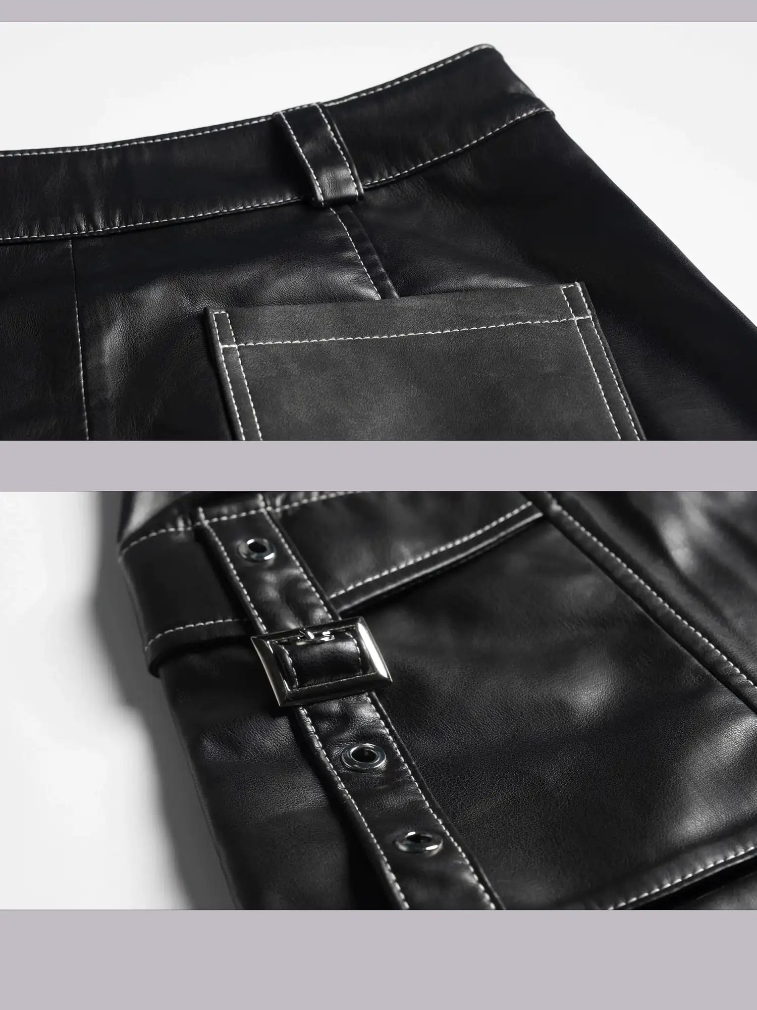 Frustration Garden Punk Metal Trimmed Leather Trousers