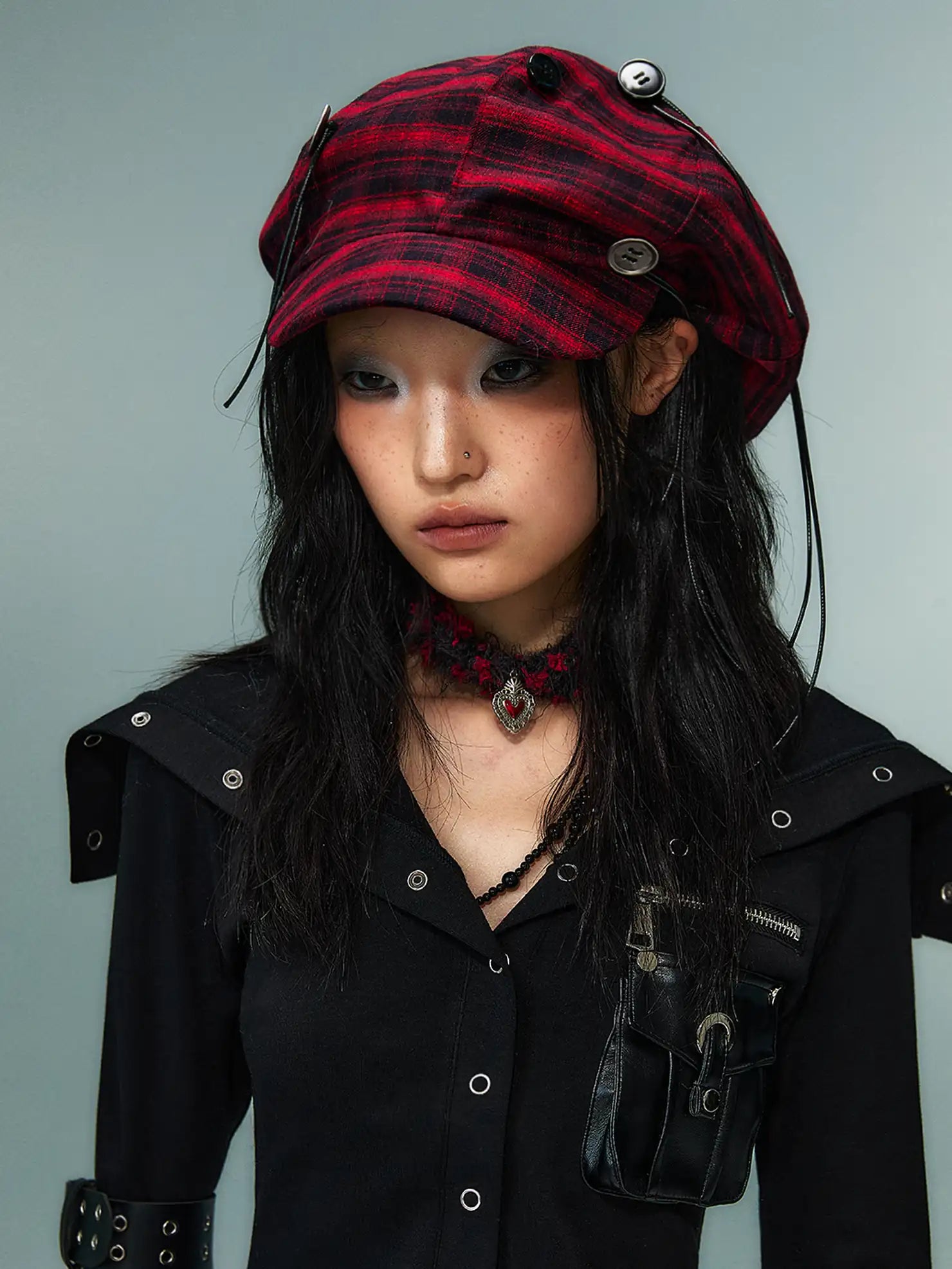 Frustration Garden Punk Rock Handmade Checkered Baker Boy Cap