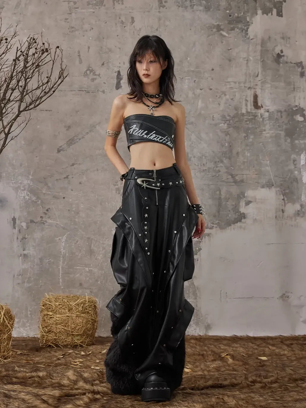 Punk Rock Heavyweight Fur Trimmed Leather Pants