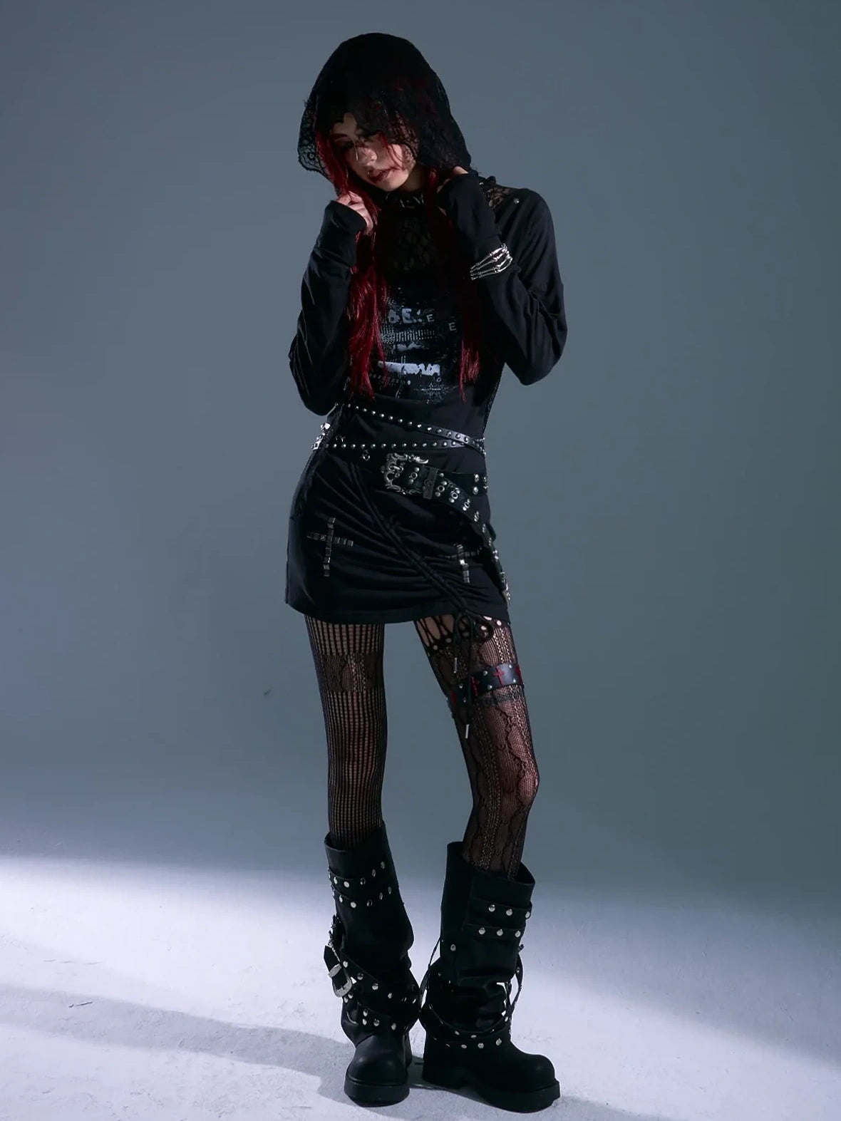 Frustration Garden Punk Rock Lace Hooded Maxi Dress