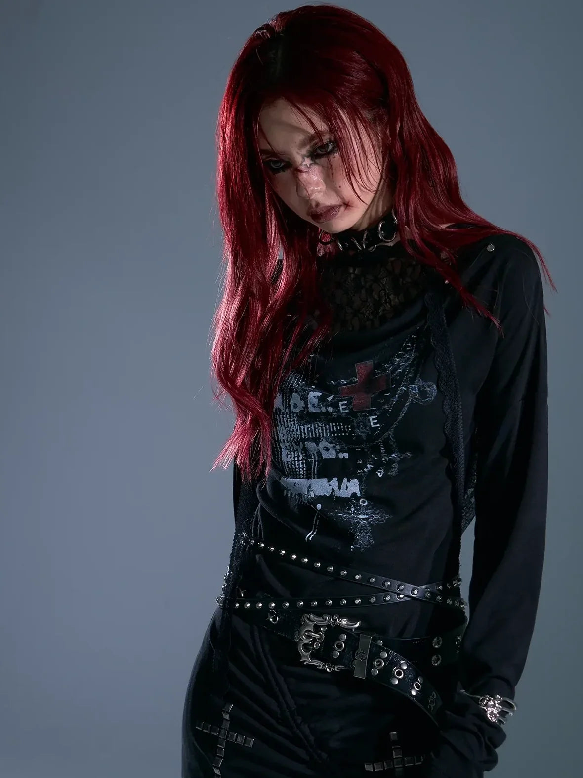 Frustration Garden Punk Rock Lace Hooded Maxi Dress