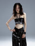 Frustration Garden Punk Rock Print Pu Corsage Top