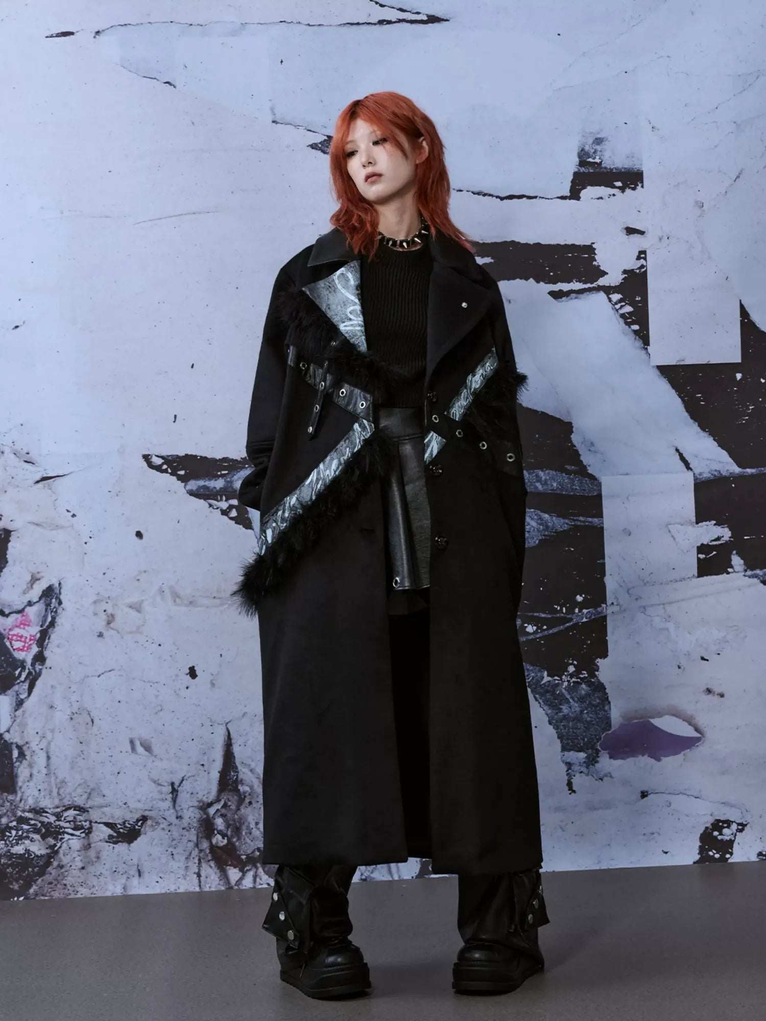 Frustration Garden Punk Rock Wool Coat Distressed Print