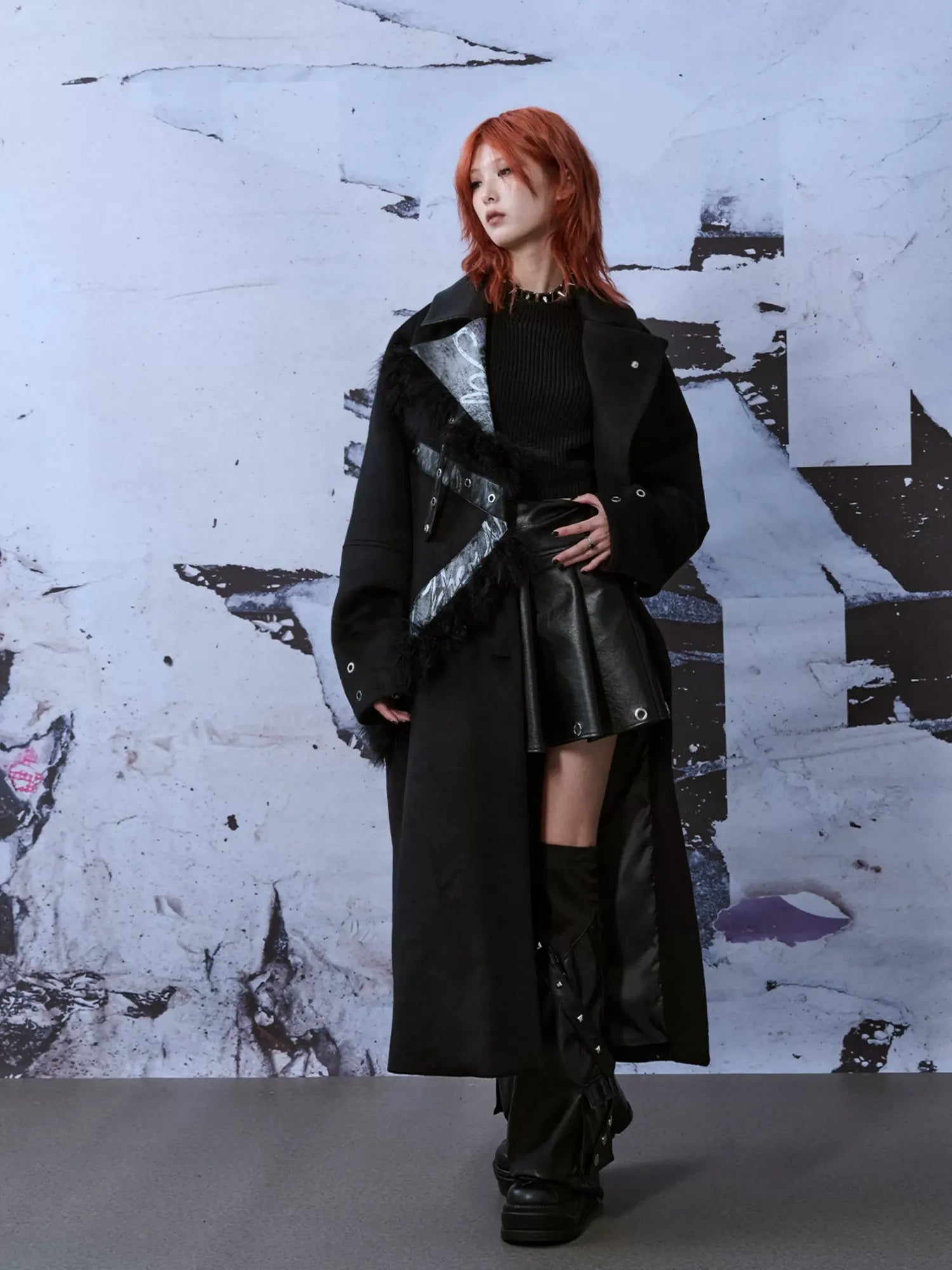 Frustration Garden Punk Rock Wool Coat Distressed Print