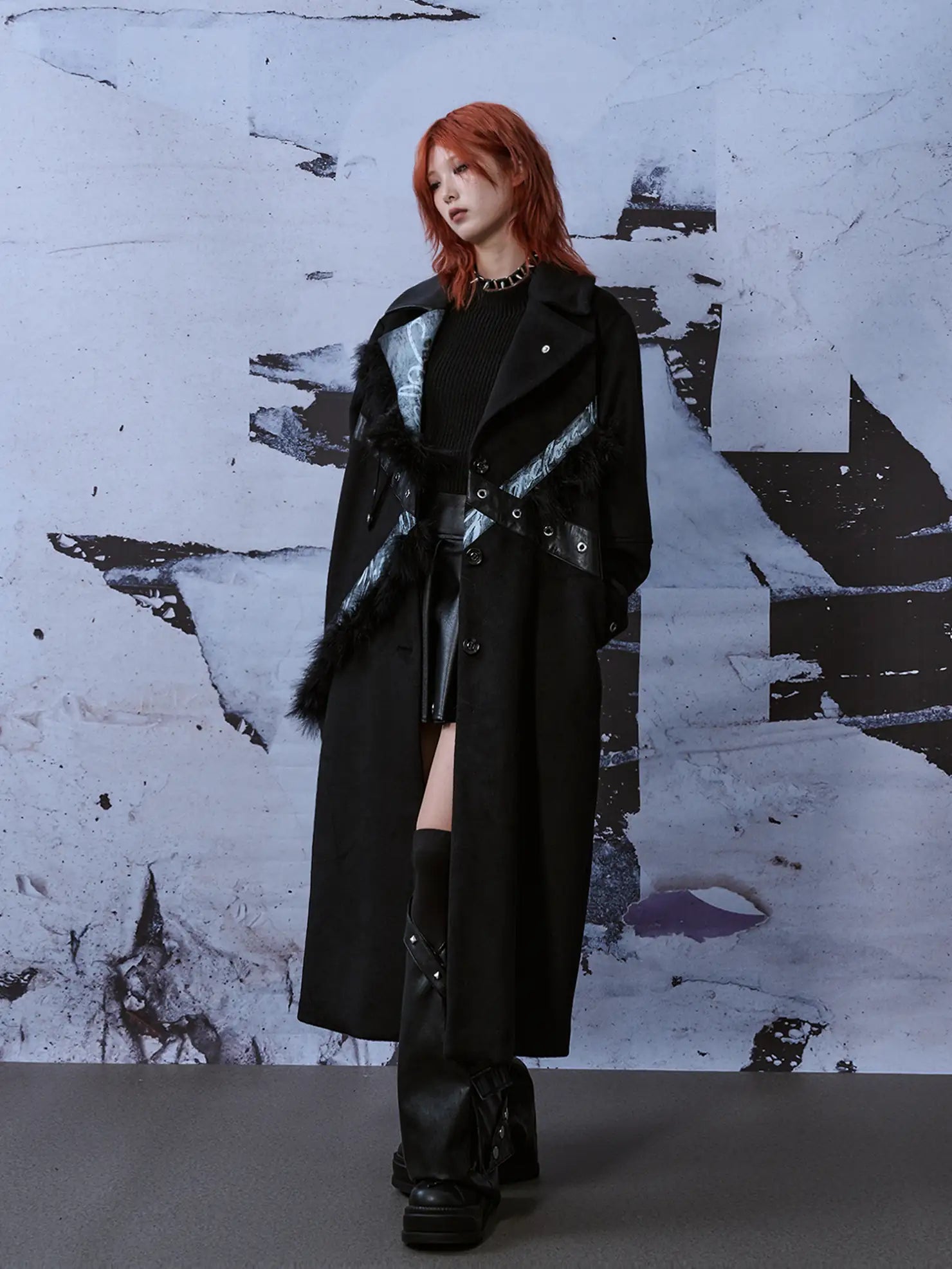 Frustration Garden Punk Rock Wool Coat Distressed Print