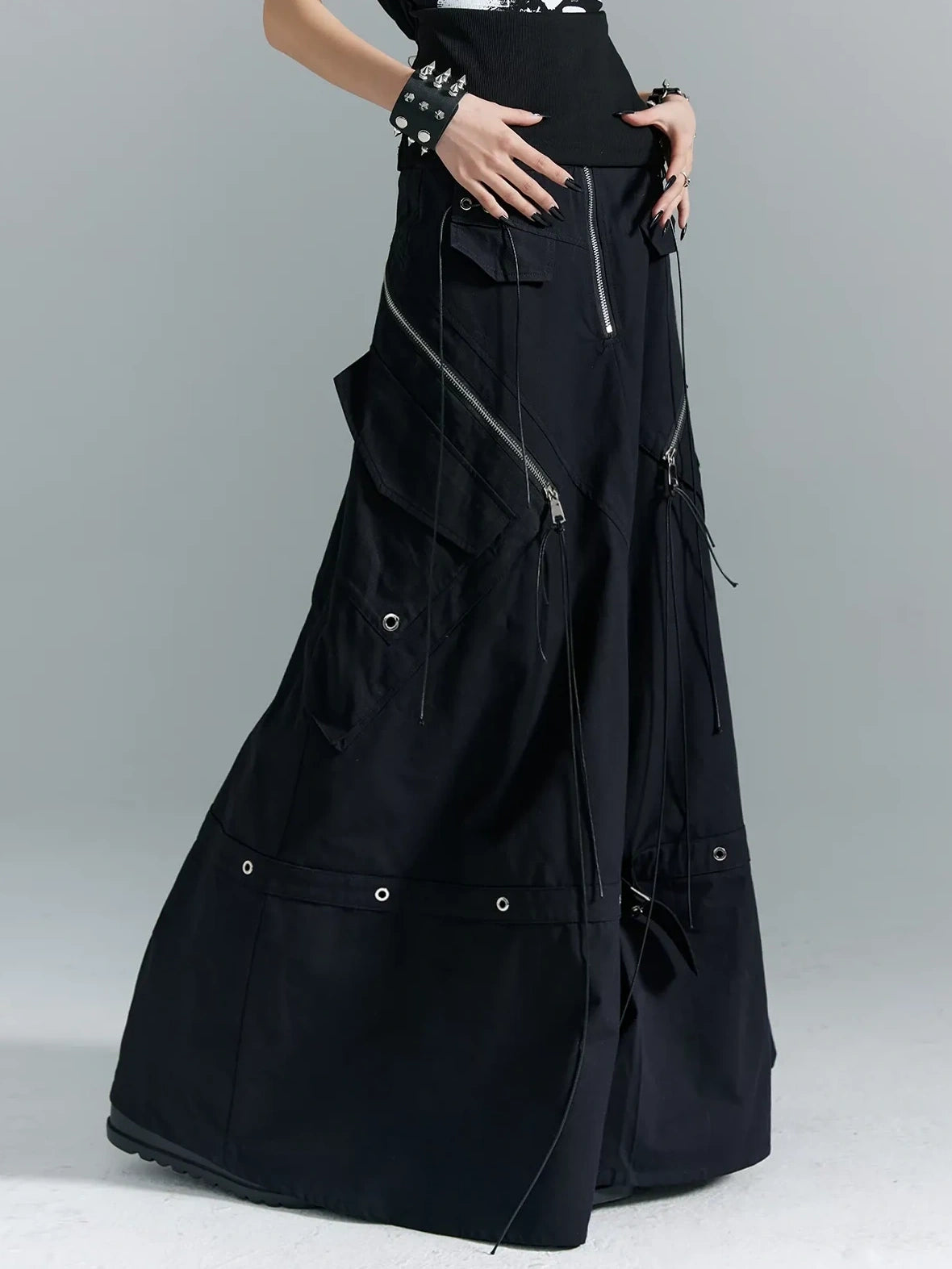 Frustration Garden Punk Soul Metal Trim A Line Maxi Skirt