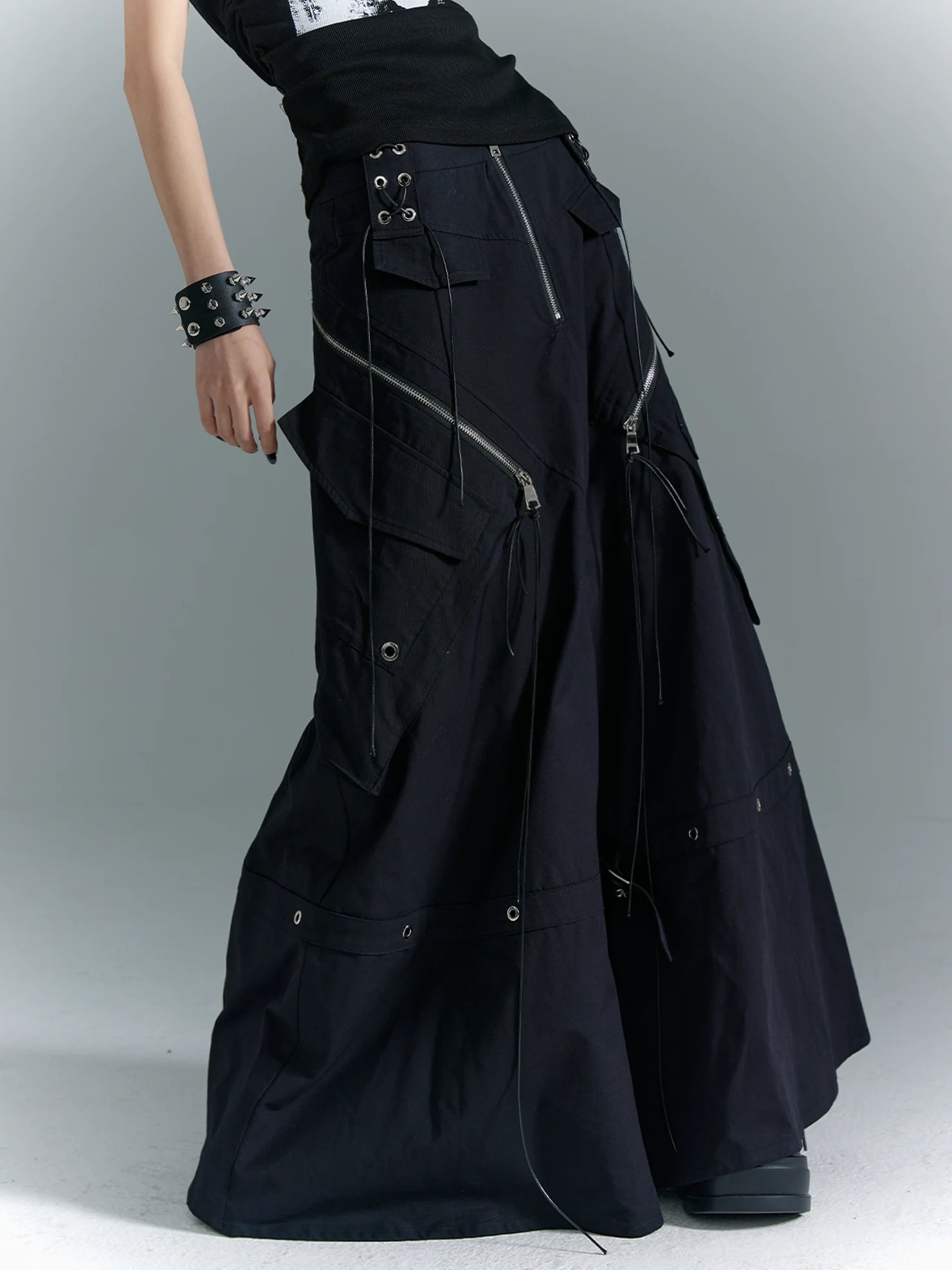 Frustration Garden Punk Soul Metal Trim A Line Maxi Skirt