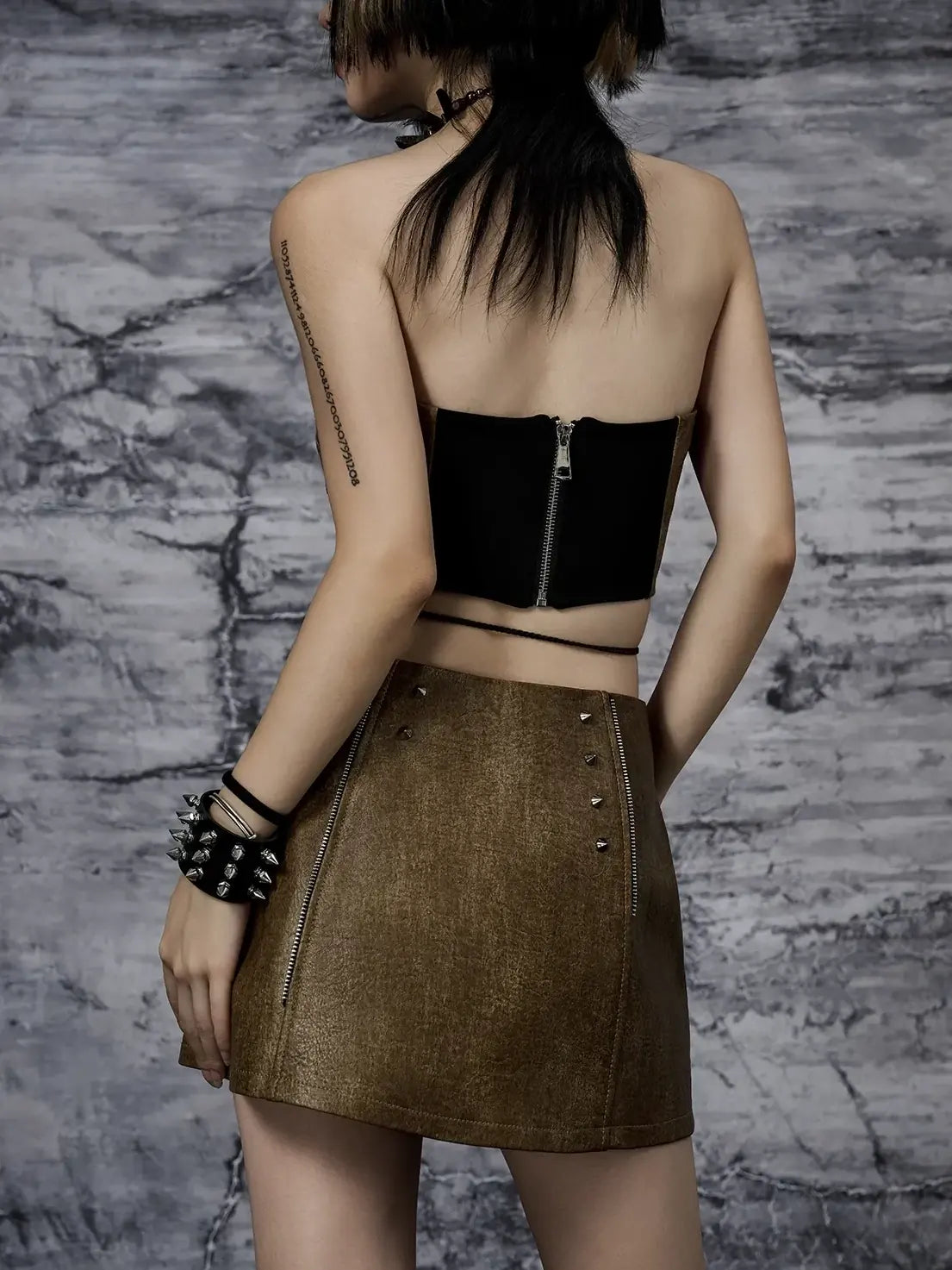 Frustration Garden Punk Wasteland Distressed Pu Corset Top