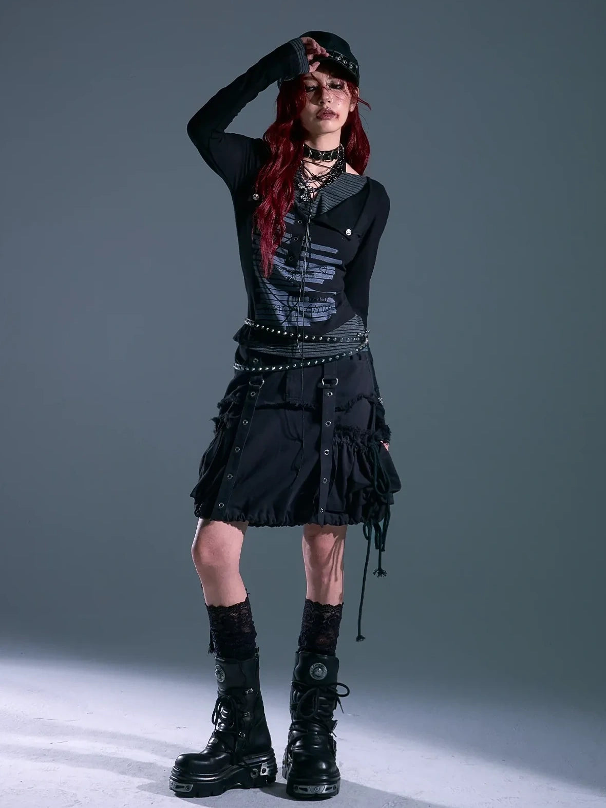 Frustration Garden Rust Rivet Linen A Line Midi Skirt