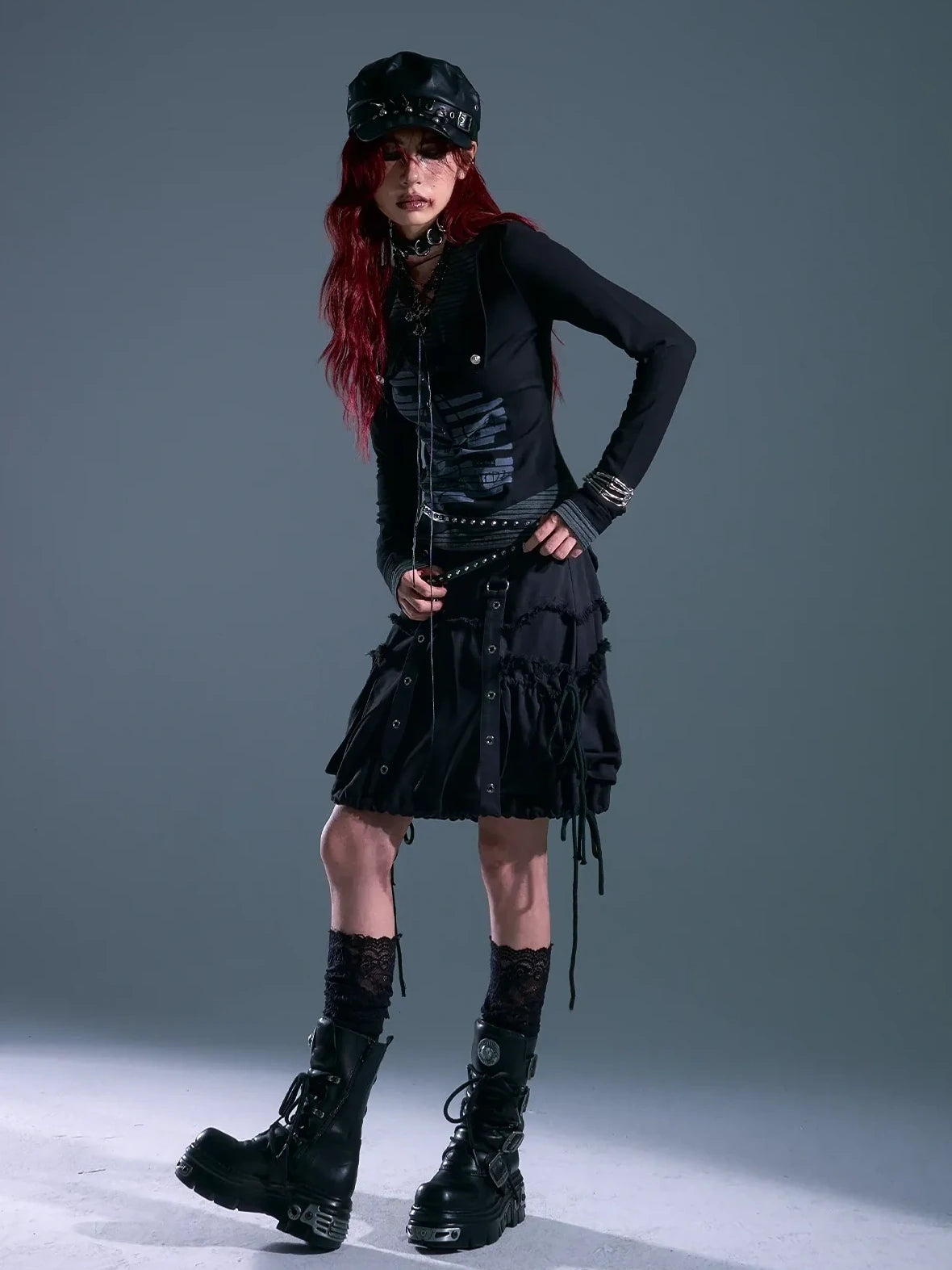 Frustration Garden Rust Rivet Linen A Line Midi Skirt