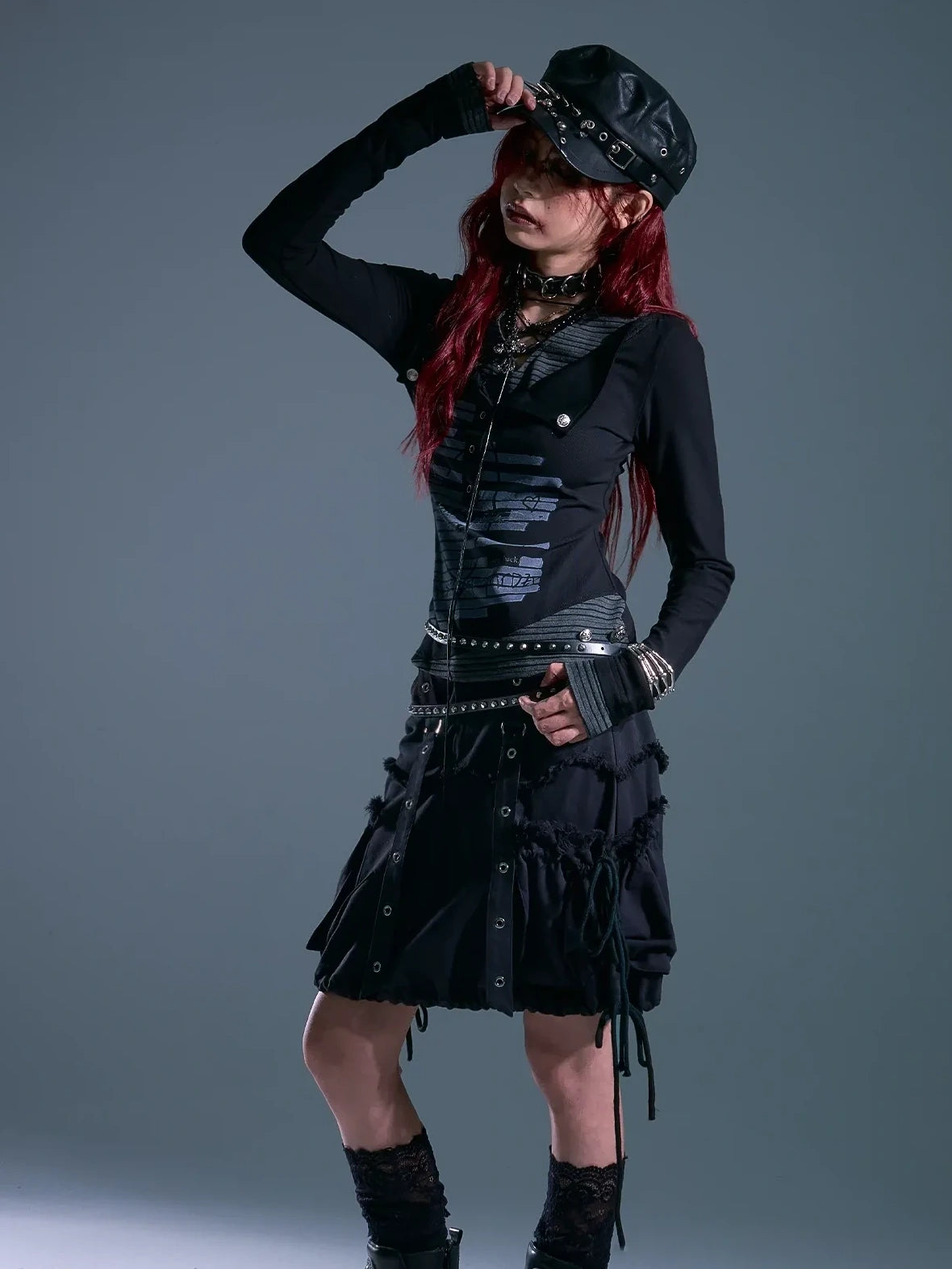 Frustration Garden Rust Rivet Linen A Line Midi Skirt