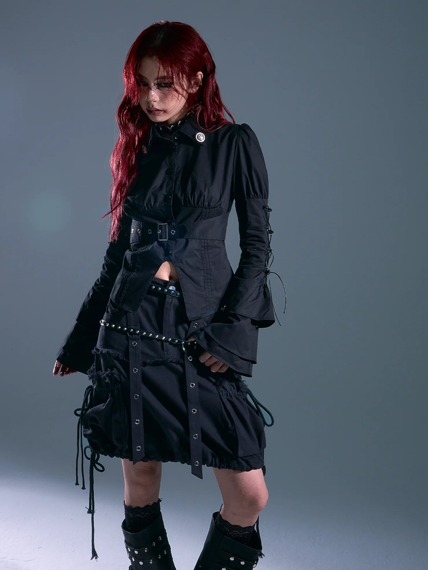 Frustration Garden Rust Rivet Linen A Line Midi Skirt