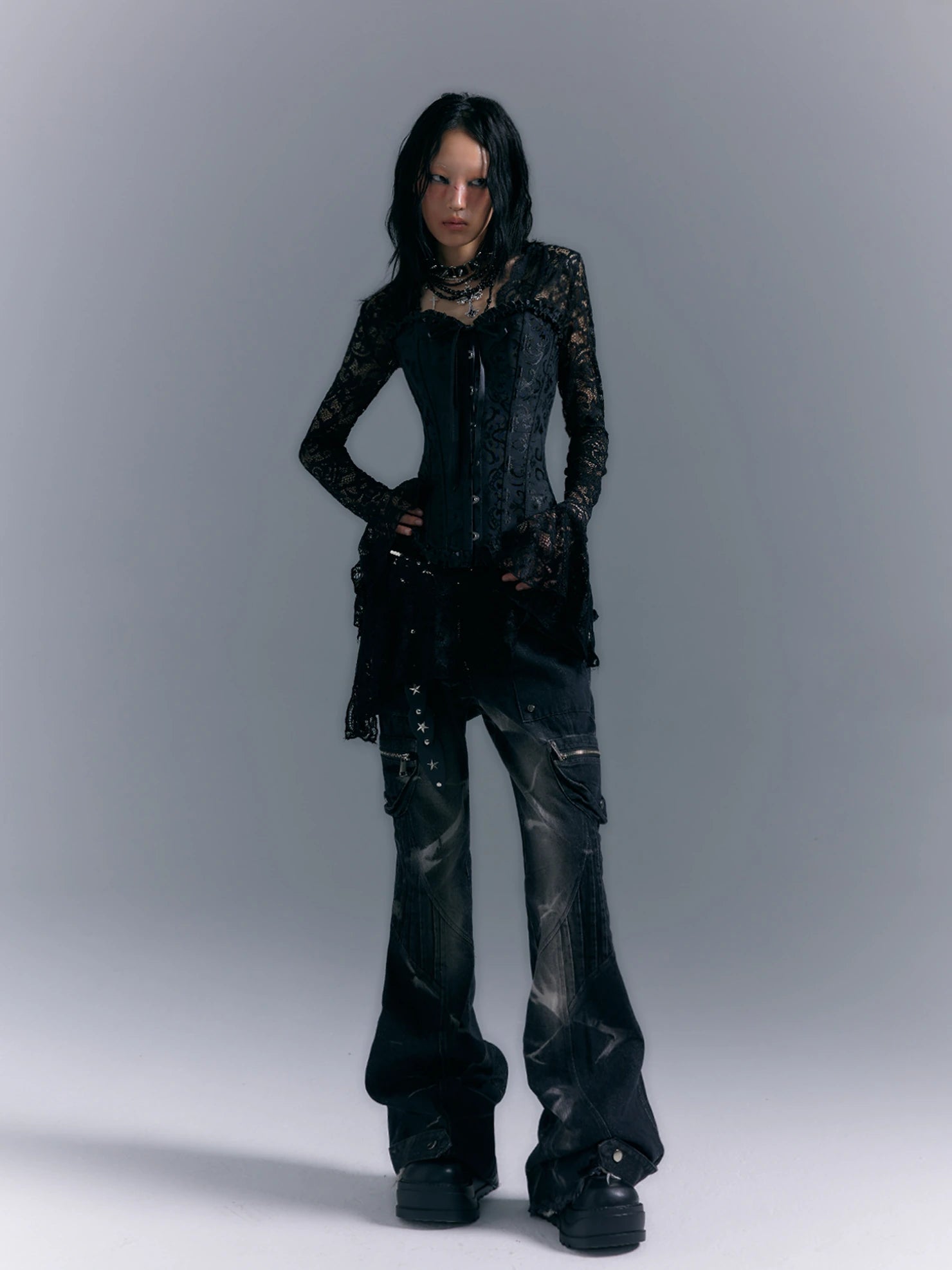 Street Punk Washed Flared Jeans