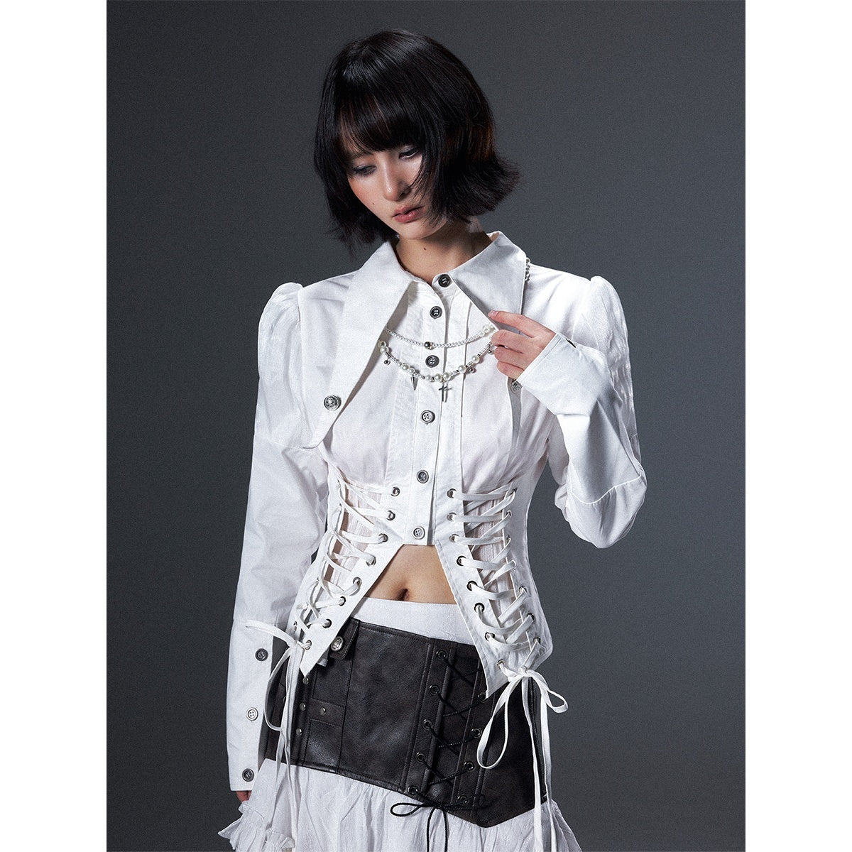 Frustration_Garden_Victorian_Tie_Waist_Sheer_Panel_Buttoned_Turn_Down_Collar_Women&