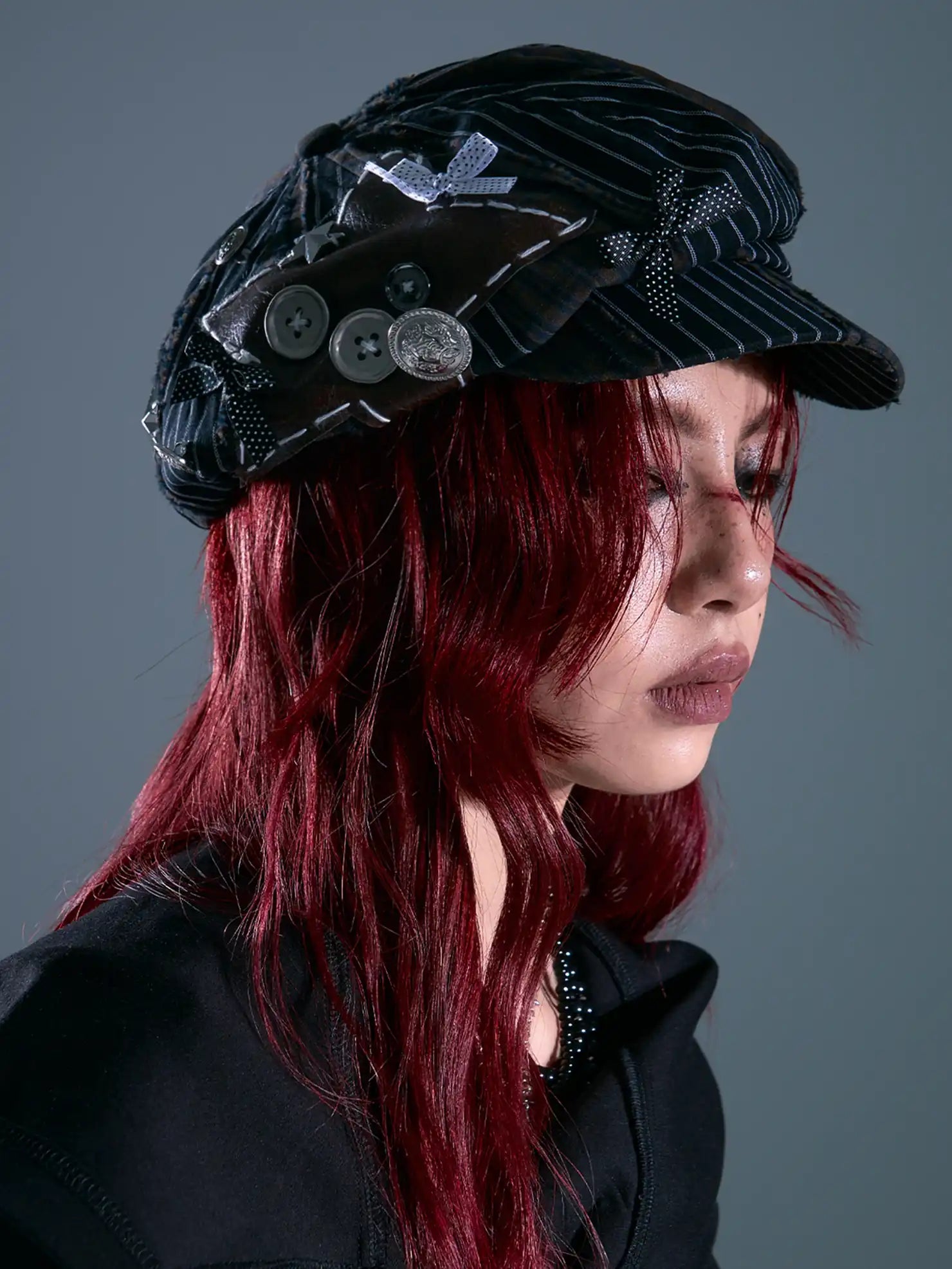 Frustration Garden Vintage Plaid Newsboy Cap With Star Embroidery