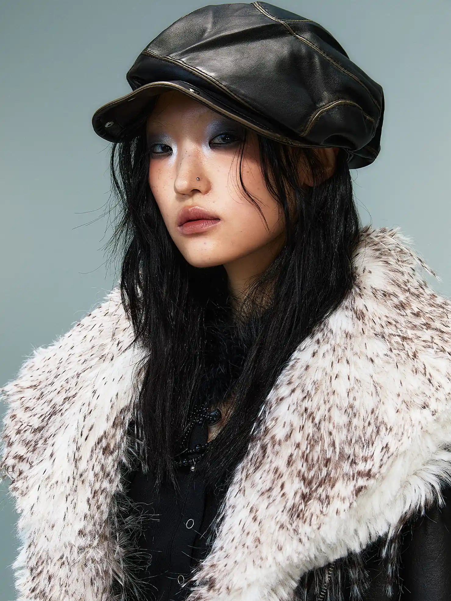 Frustration Garden Vintage Punk Two Tone Rivet Leather Cap