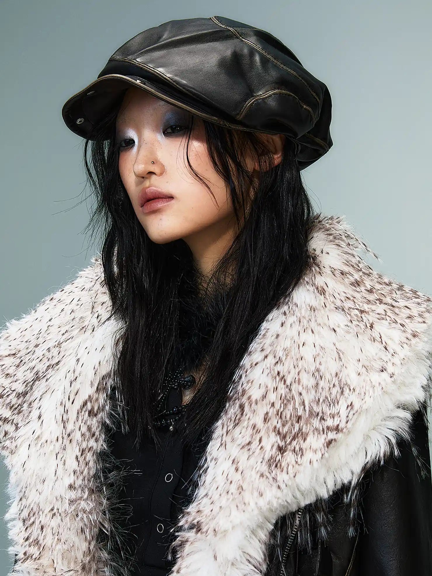 Frustration Garden Vintage Punk Two Tone Rivet Leather Cap