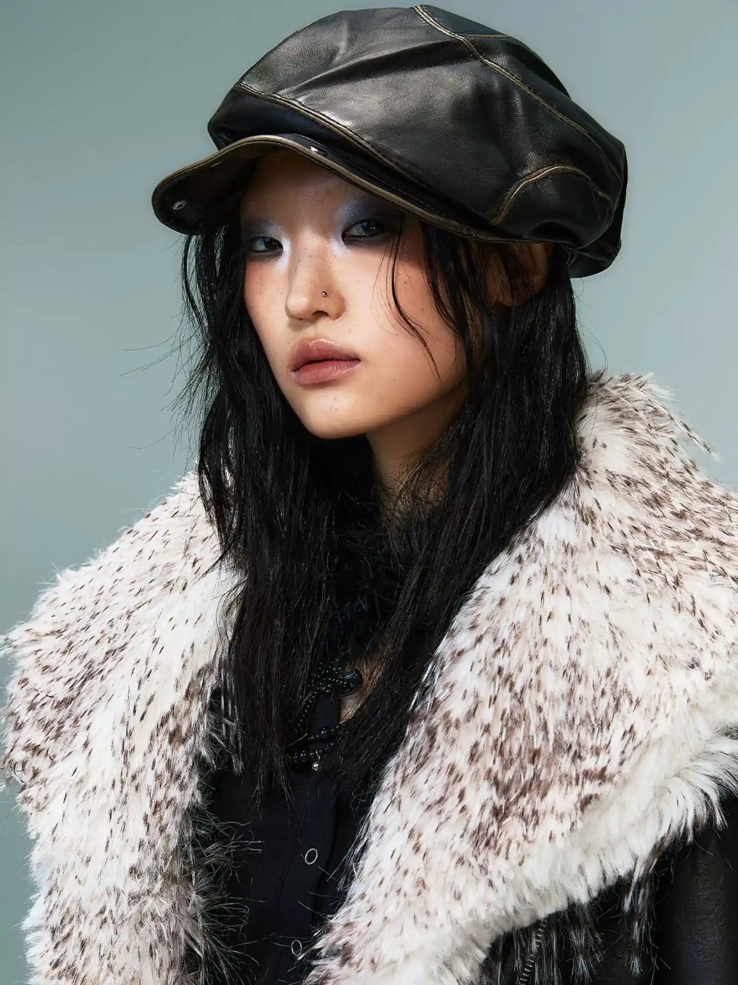 Frustration Garden Vintage Punk Two Tone Rivet Leather Cap