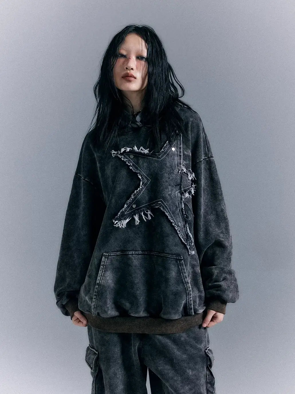 Vintage Punk Washed Star Hoodie