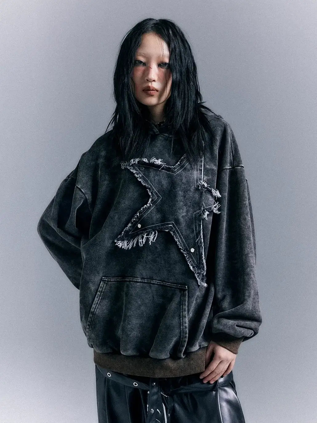 Vintage Punk Washed Star Hoodie