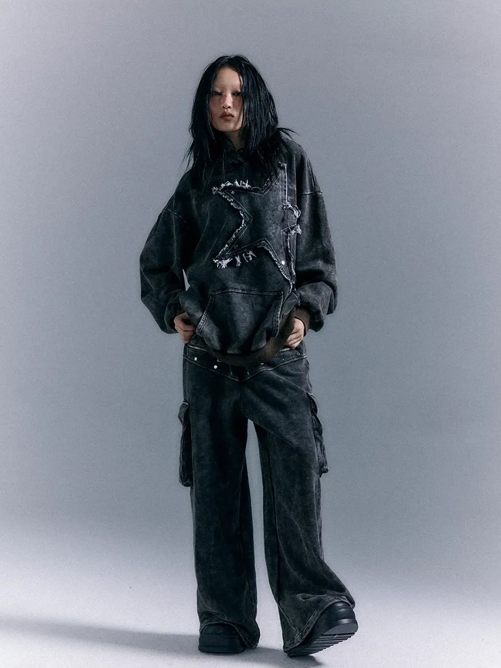 Vintage Punk Washed Star Hoodie
