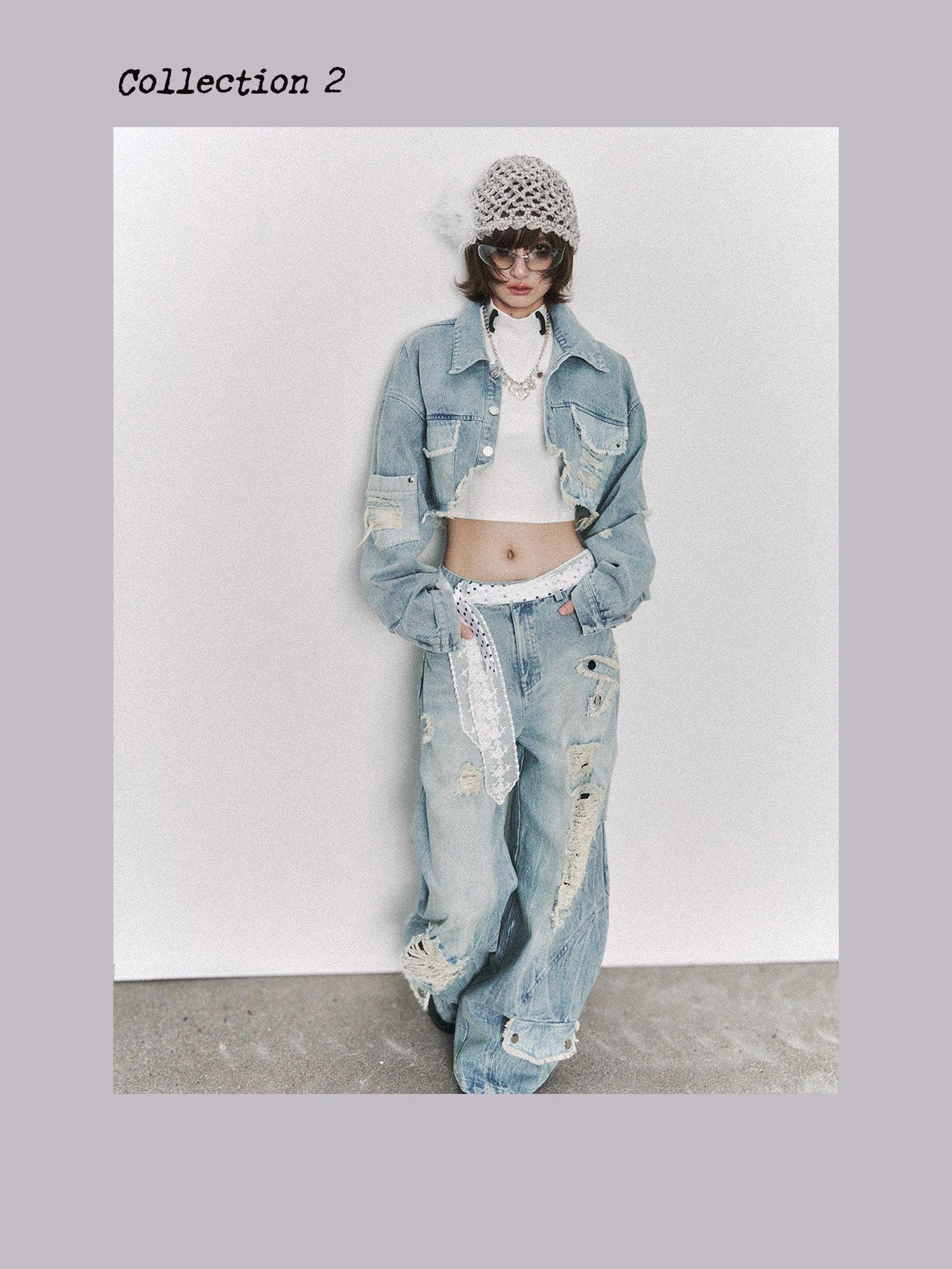 Frustration Garden Washed Frayed Distressed Asymmetric Pocket Women&