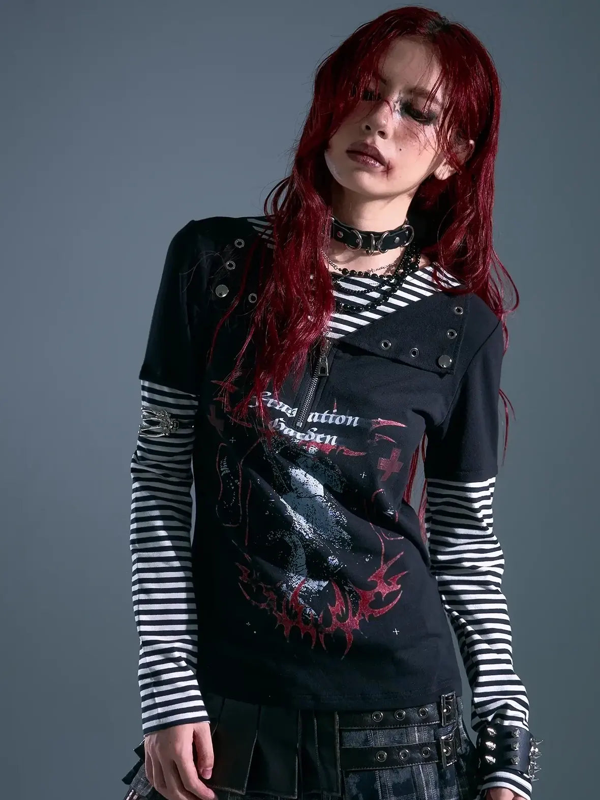 Frustration Garden Whisper Of Eternal Night Punk Stripe Tee