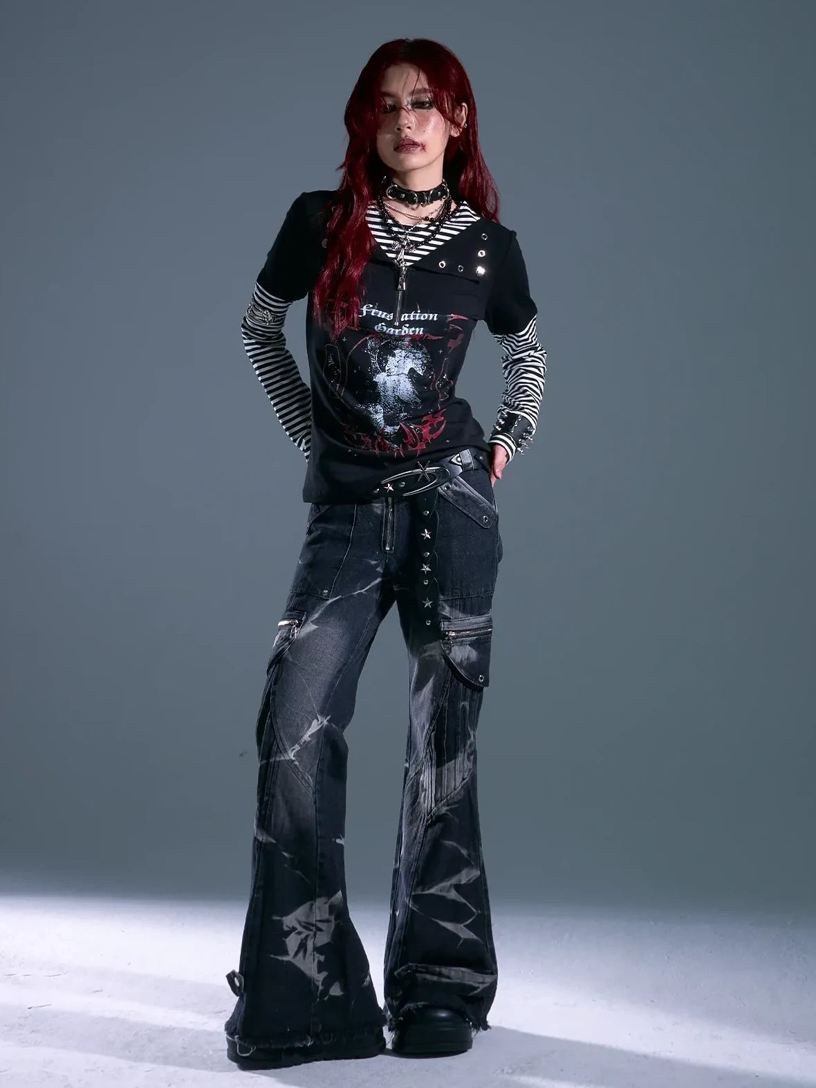 Frustration Garden Whisper Of Eternal Night Punk Stripe Tee