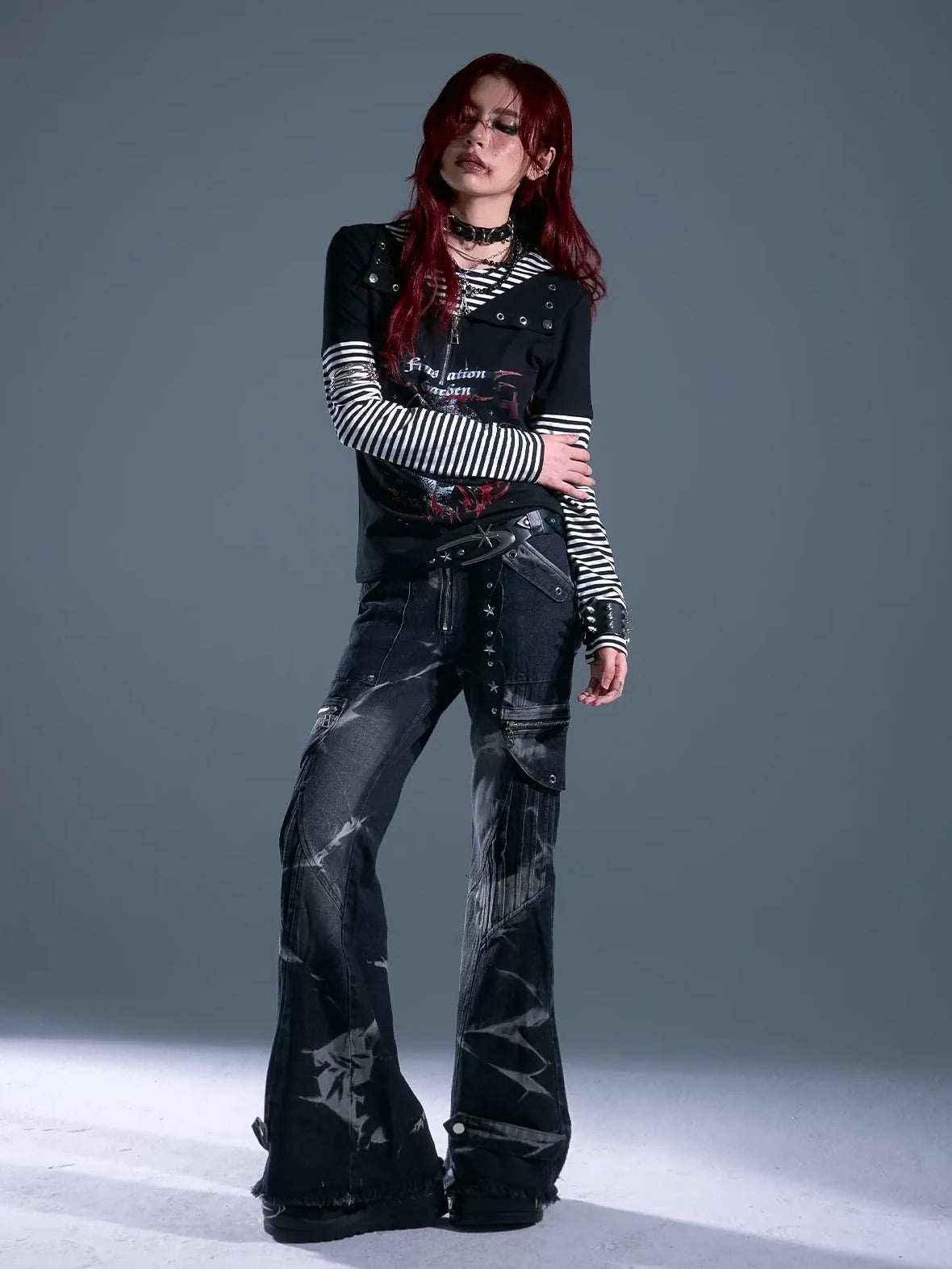 Frustration Garden Whisper Of Eternal Night Punk Stripe Tee