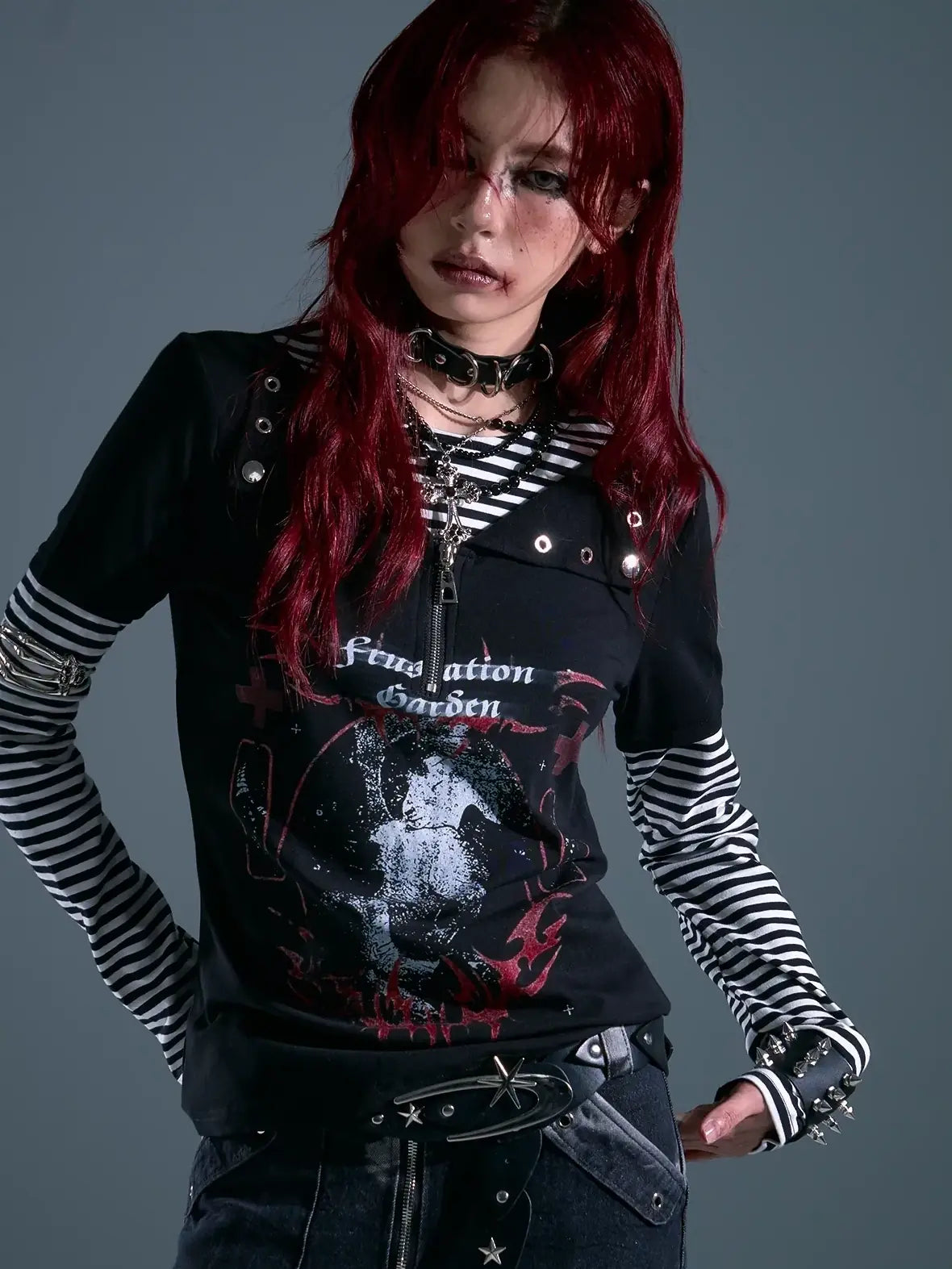 Frustration Garden Whisper Of Eternal Night Punk Stripe Tee