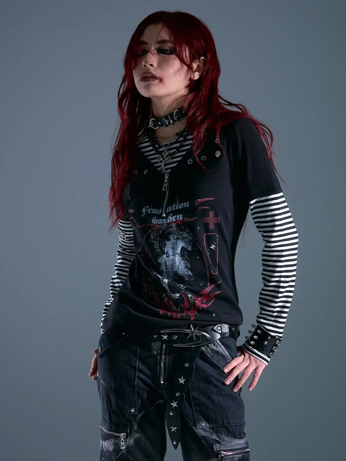 Frustration Garden Whisper Of Eternal Night Punk Stripe Tee