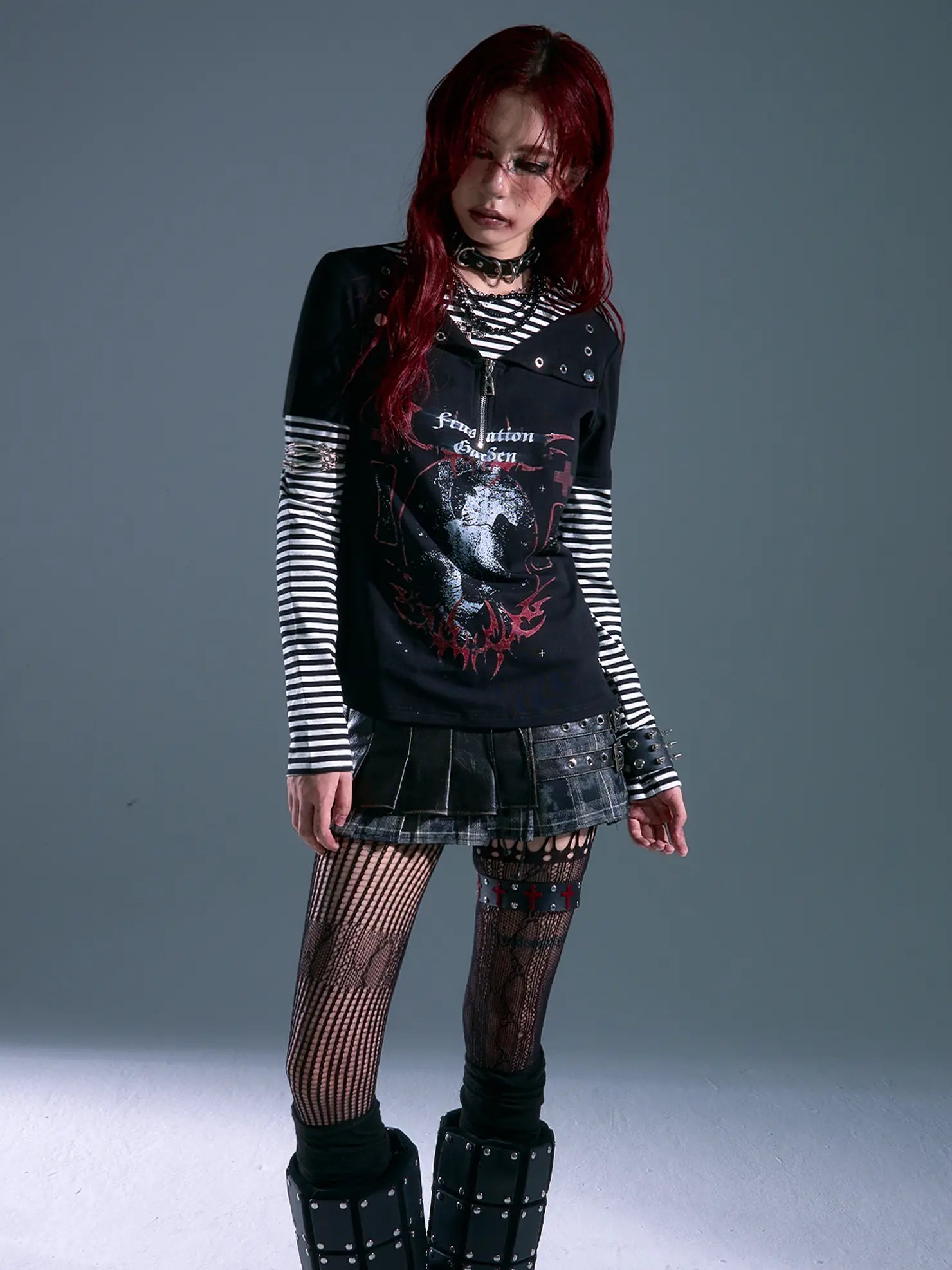 Frustration Garden Whisper Of Eternal Night Punk Stripe Tee