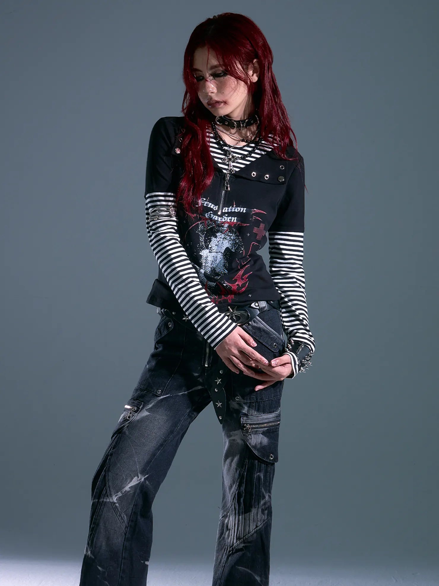 Frustration Garden Whisper Of Eternal Night Punk Stripe Tee