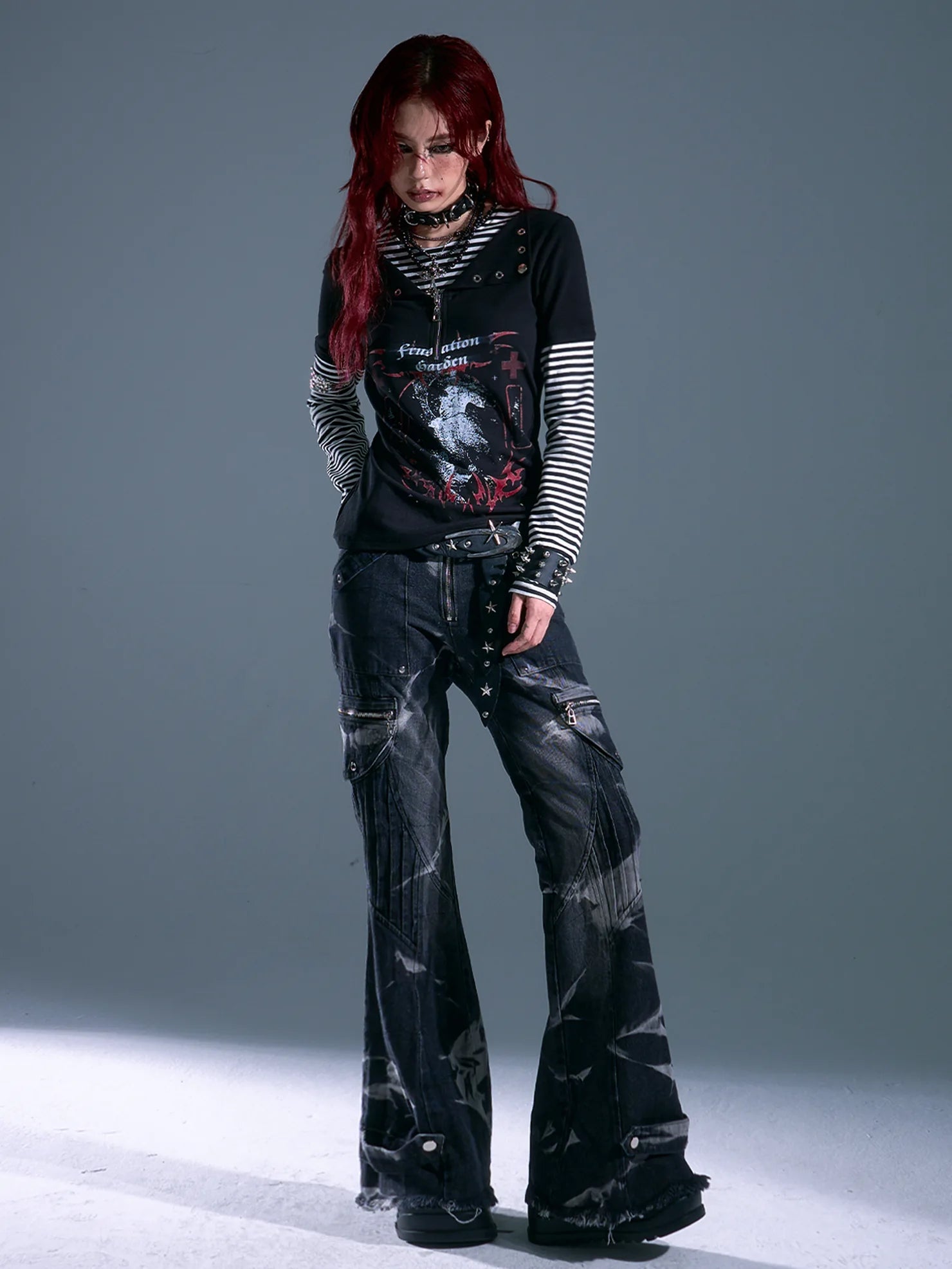 Frustration Garden Whisper Of Eternal Night Punk Stripe Tee