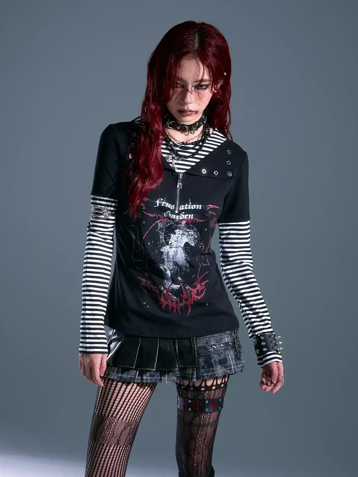 Frustration Garden Whisper Of Eternal Night Punk Stripe Tee