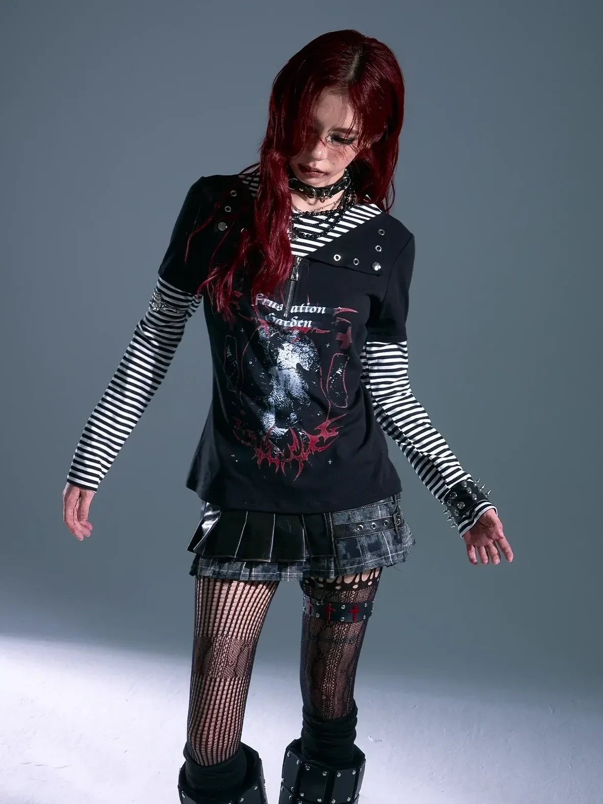 Frustration Garden Whisper Of Eternal Night Punk Stripe Tee