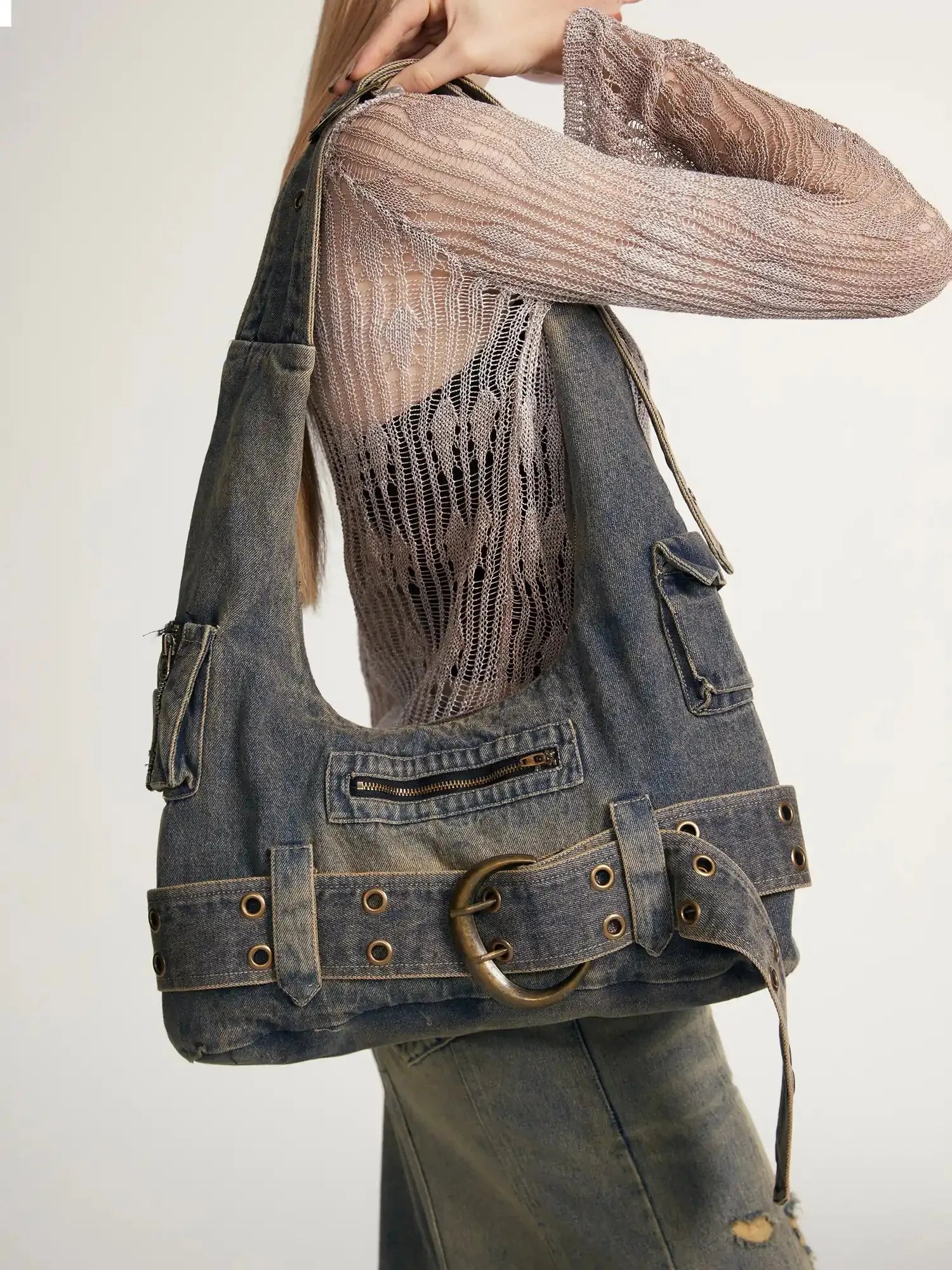 Y2K Vintage Denim Crossbody Bag