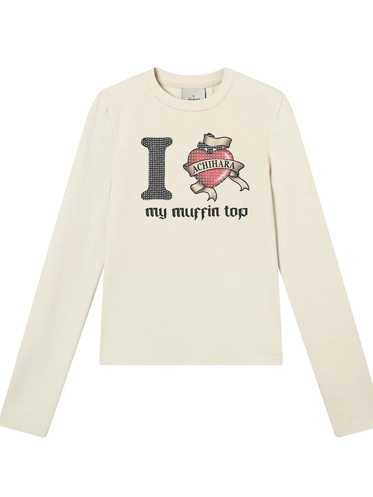 I Love My Muffin Top T-Shirt With 3D Heart Print
