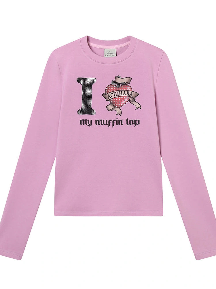I Love My Muffin Top T-Shirt With 3D Heart Print