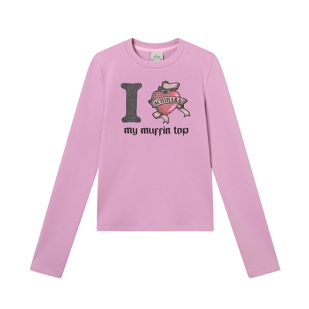Achihara I Love My Muffin Top T-Shirt With 3D Heart Print