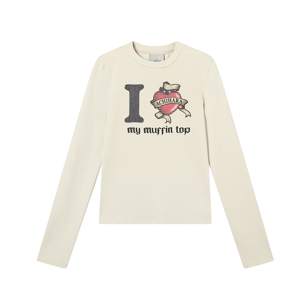 Achihara I Love My Muffin Top T-Shirt With 3D Heart Print