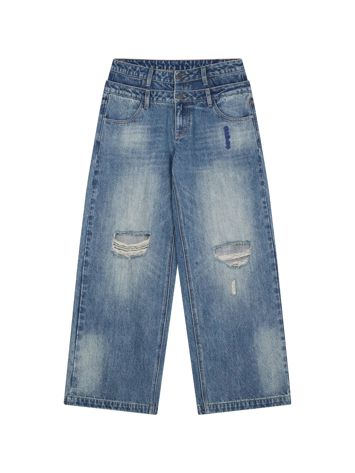 Double-Decker Distressed Jeans