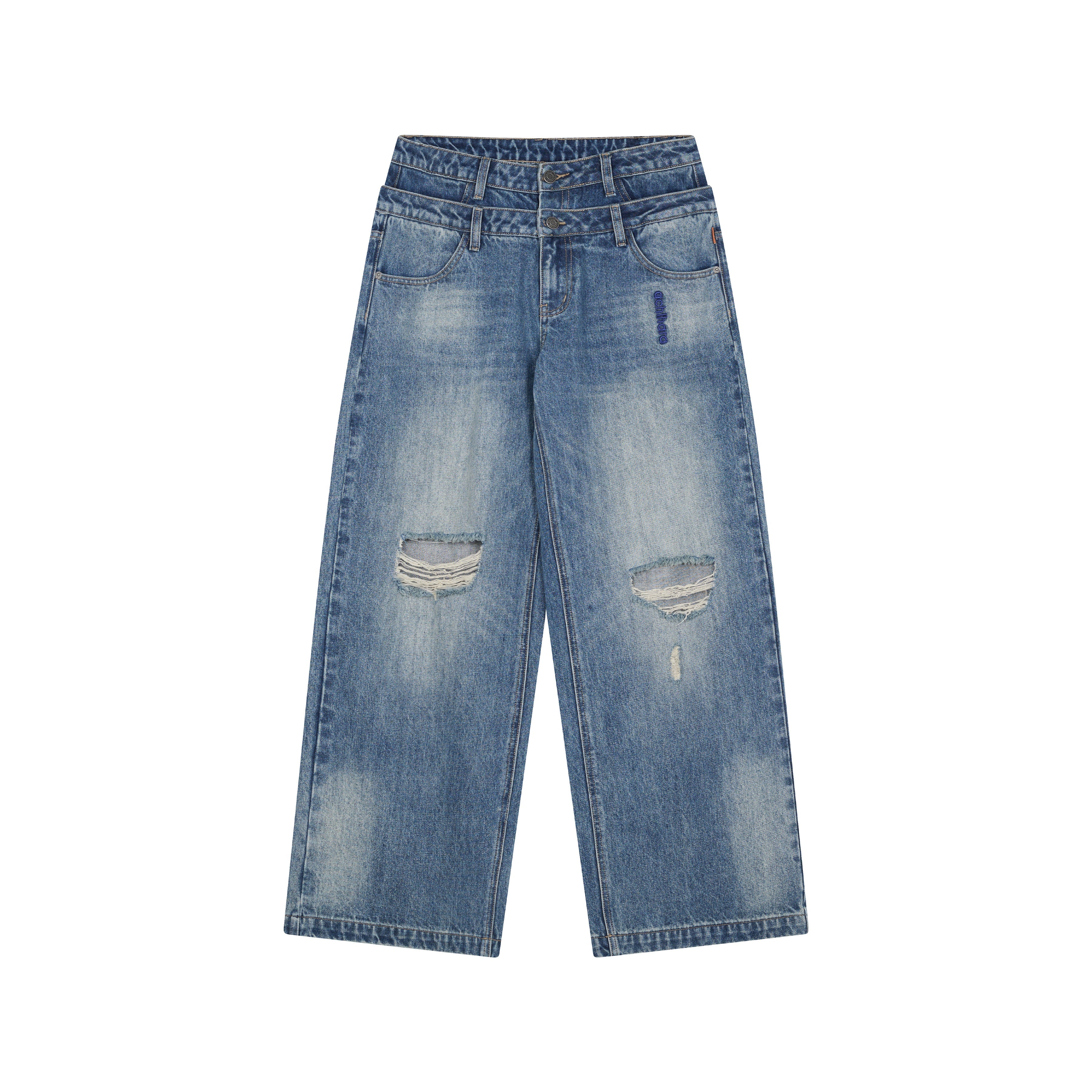 Achihara Double-Decker Distressed Jeans