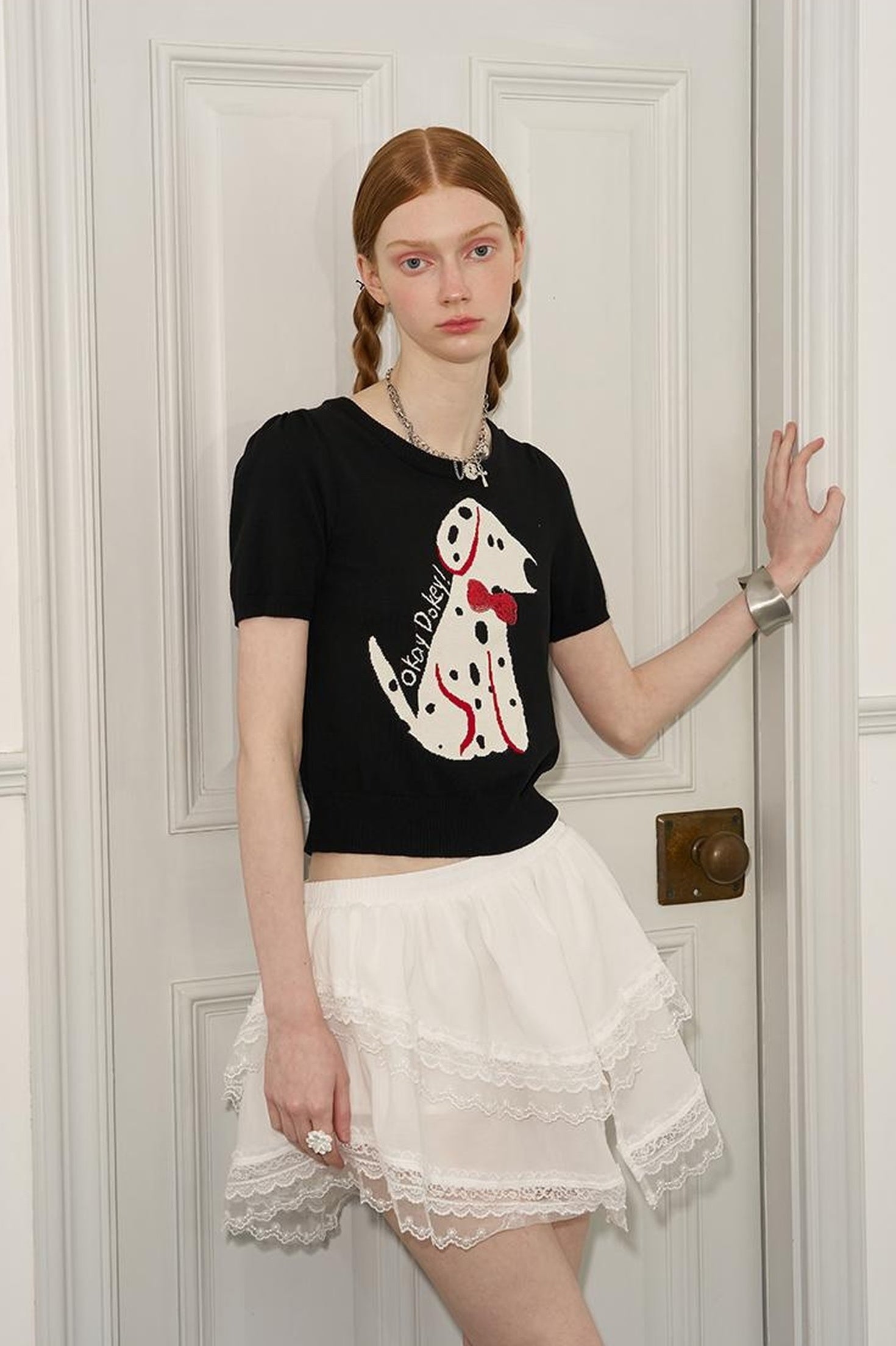 DIDDI MODA Fun Dotted Dog Knit Tee