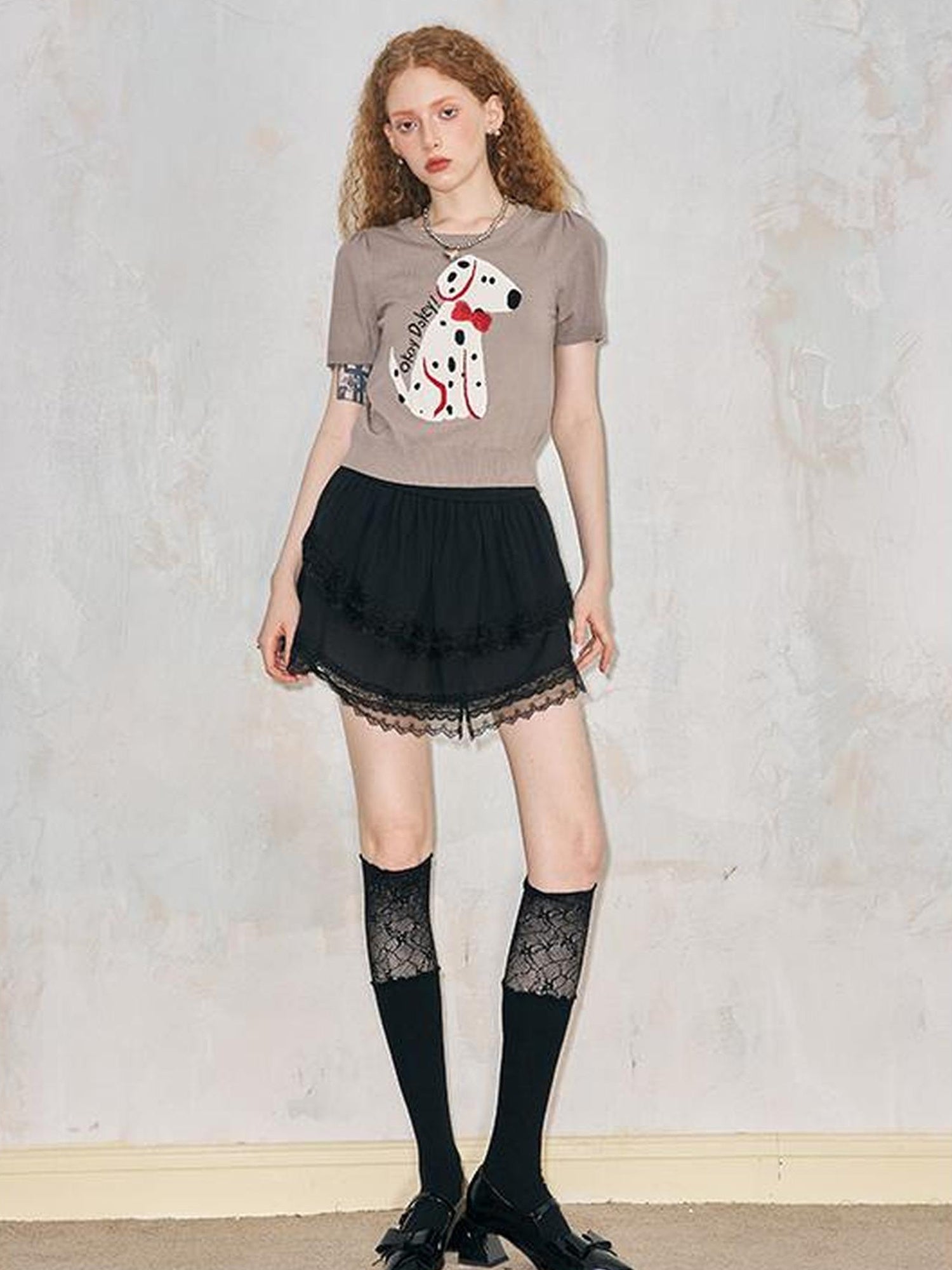 DIDDI MODA Fun Dotted Dog Knit Tee