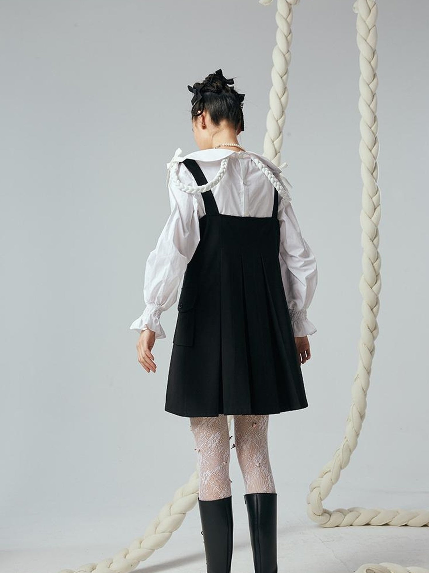 DIDDI MODA Functional Pocket Mini A Line Black Jumper Dress