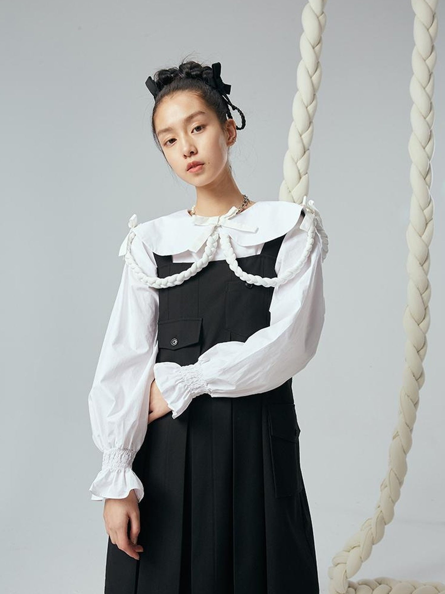 DIDDI MODA Functional Pocket Mini A Line Black Jumper Dress