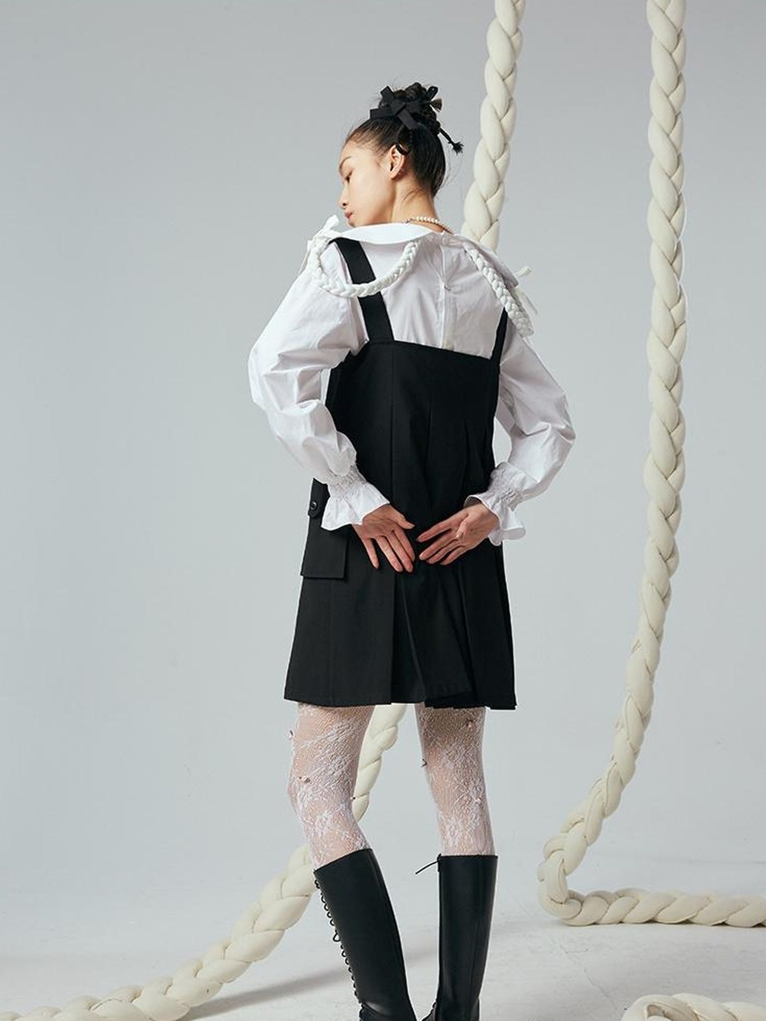 DIDDI MODA Functional Pocket Mini A Line Black Jumper Dress