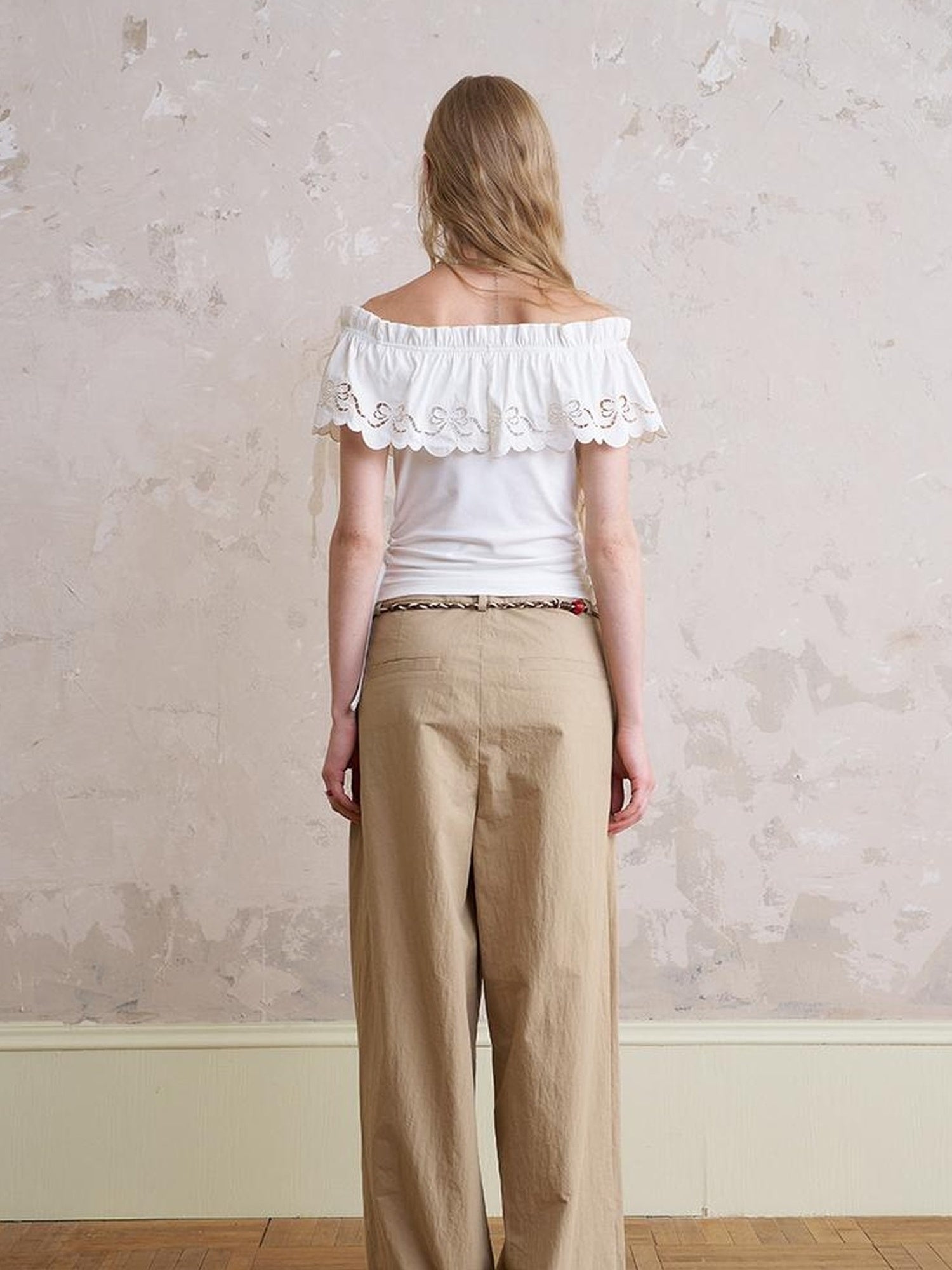 DIDDI MODA Funny Puppy Print Loose Cotton Tee Beaded Wide Leg Pants Set