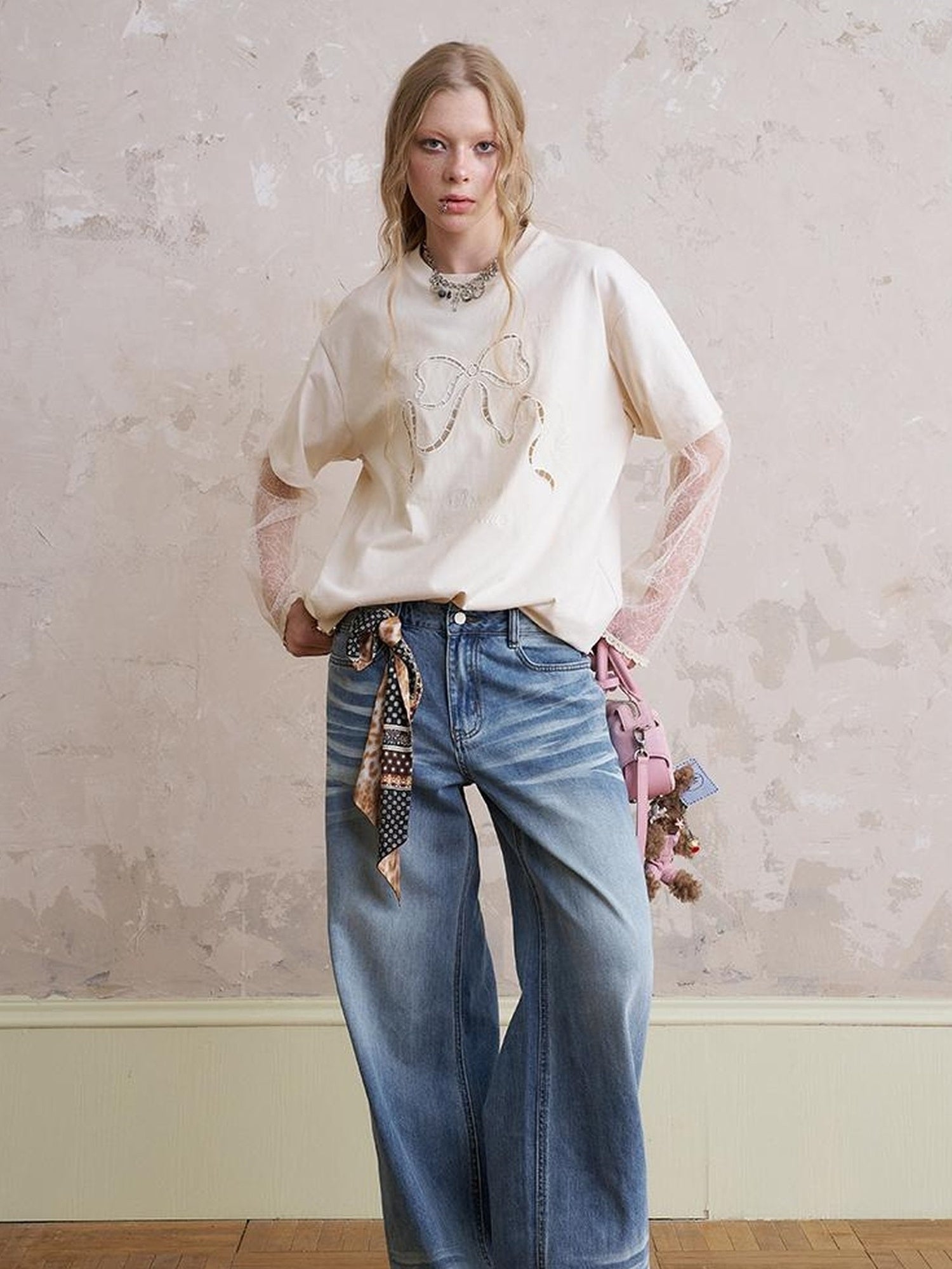 DIDDI MODA Funny Puppy Print Loose T Shirt With Layered Pants Set